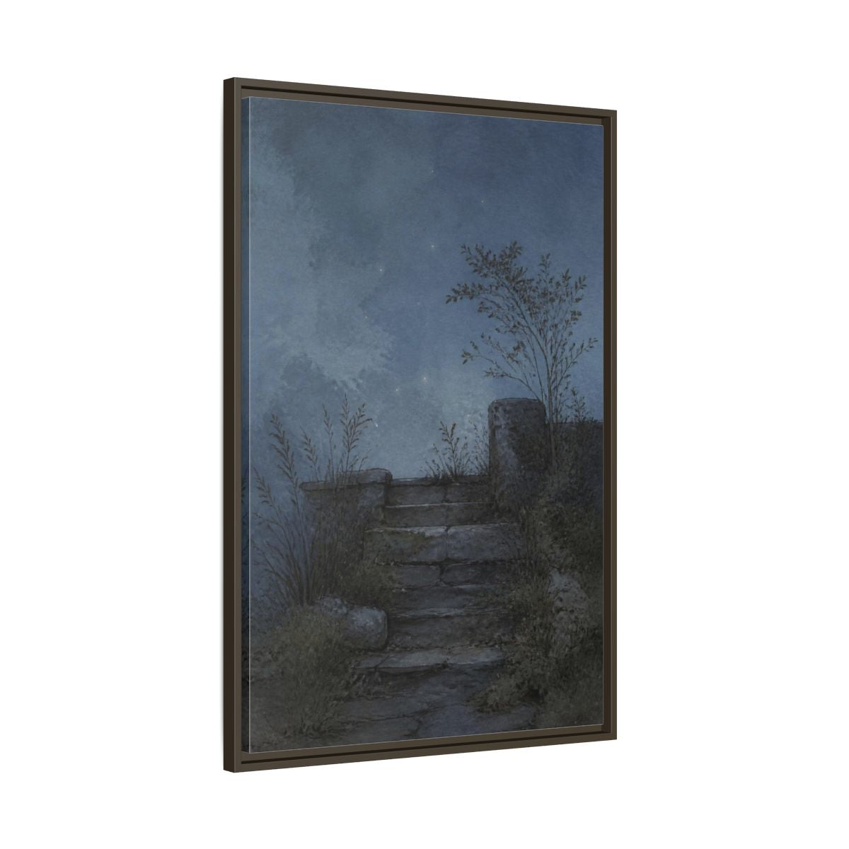 Main Mockup. Wabi Sabi Stone Steps shown as framed canvas print