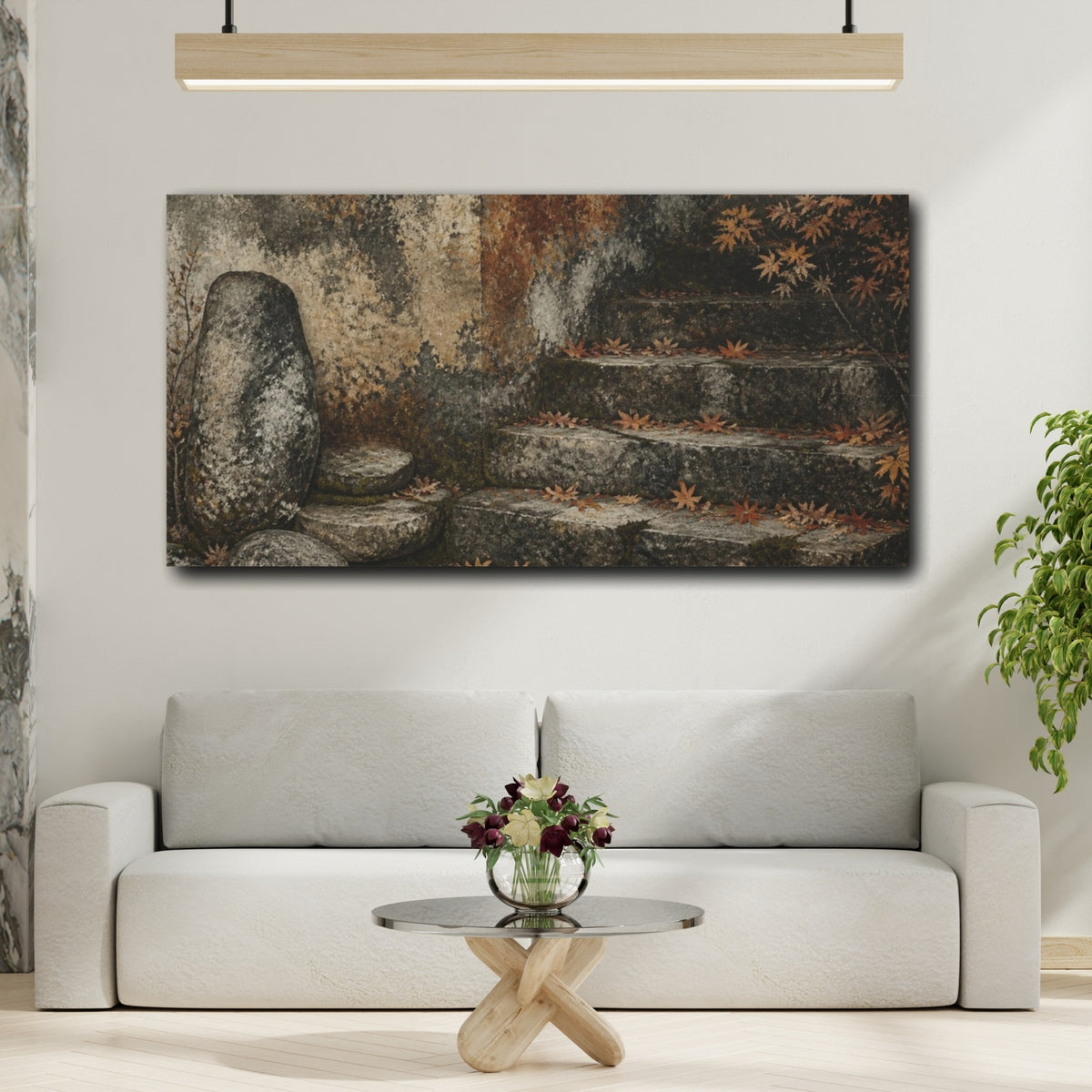 Mockup 2. Wabi Sabi Stone Steps shown as canvas print