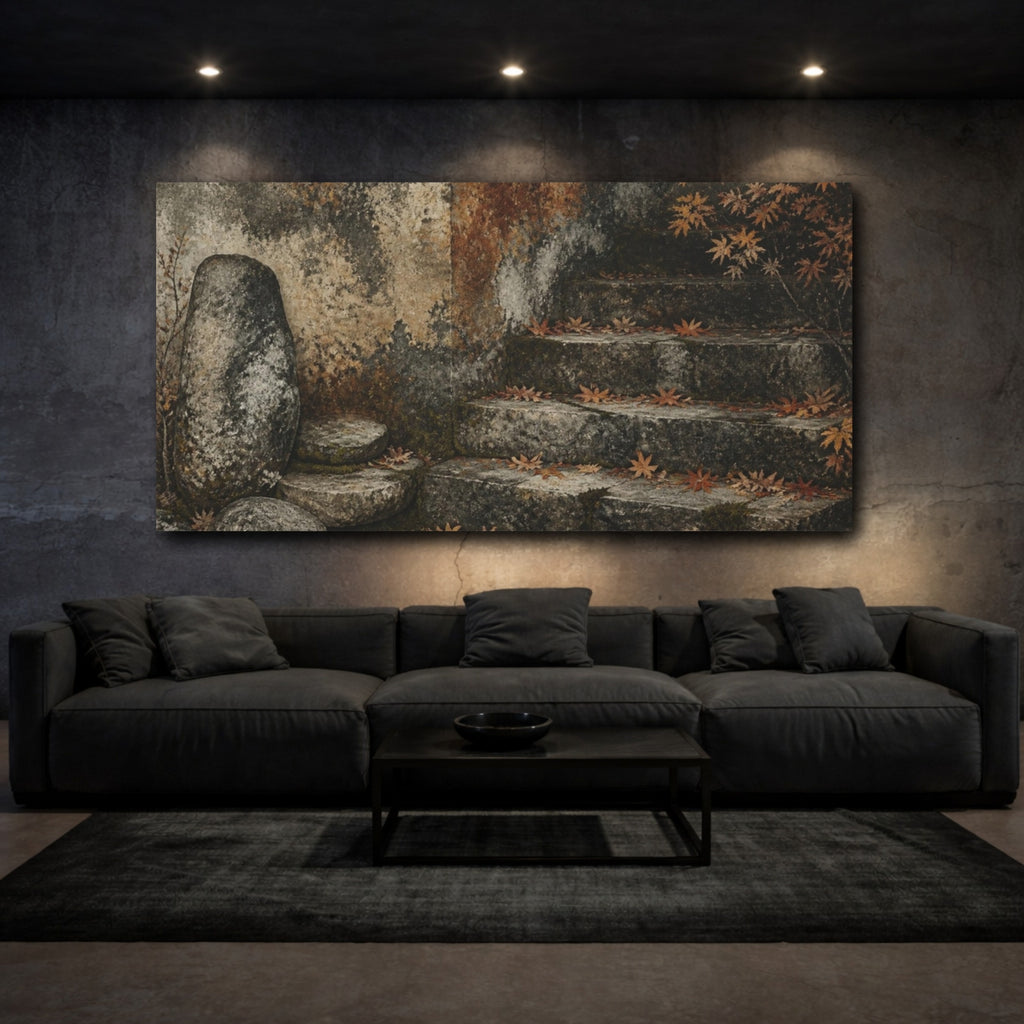 Mockup 3. Wabi Sabi Stone Steps shown as canvas print