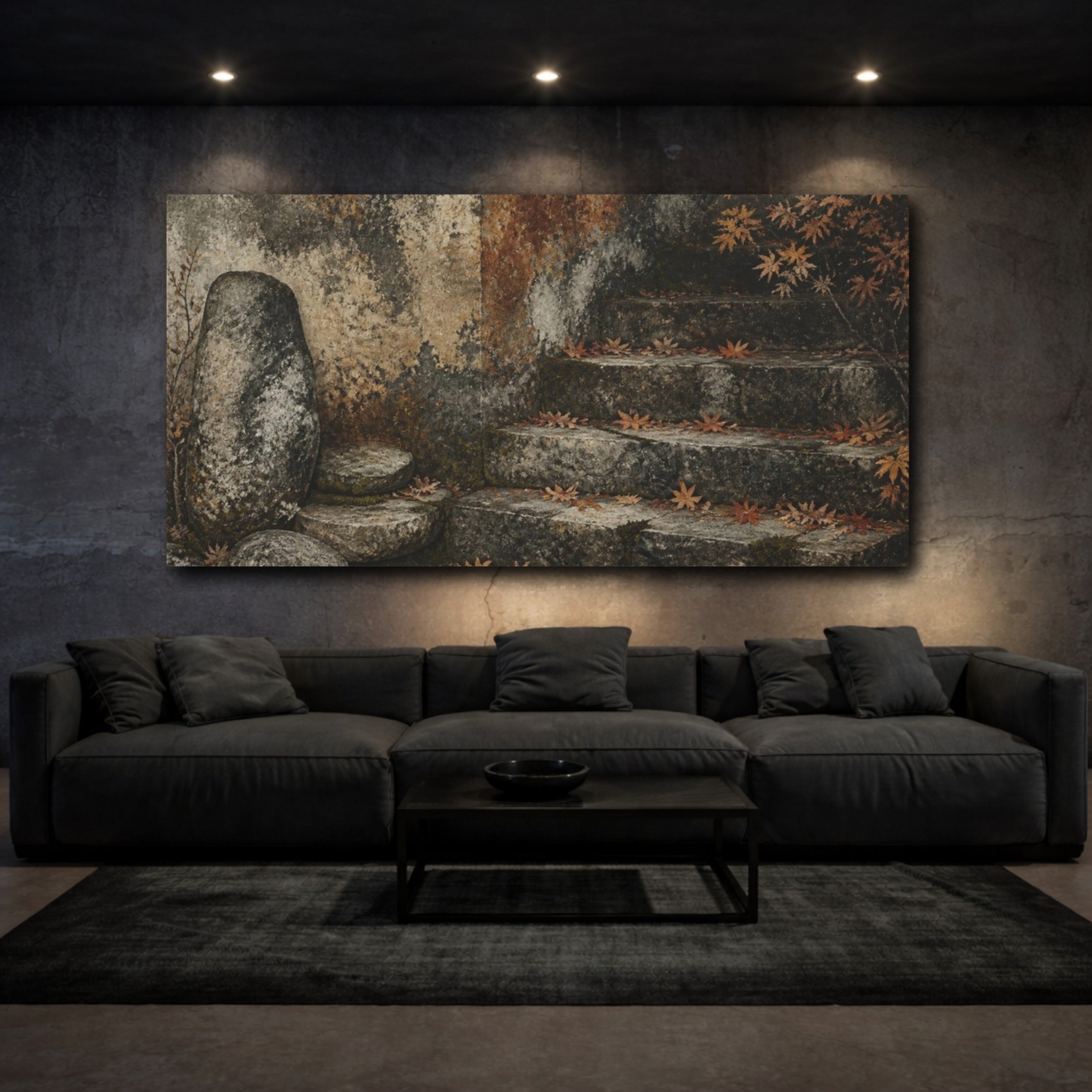 Mockup 3. Wabi Sabi Stone Steps shown as canvas print