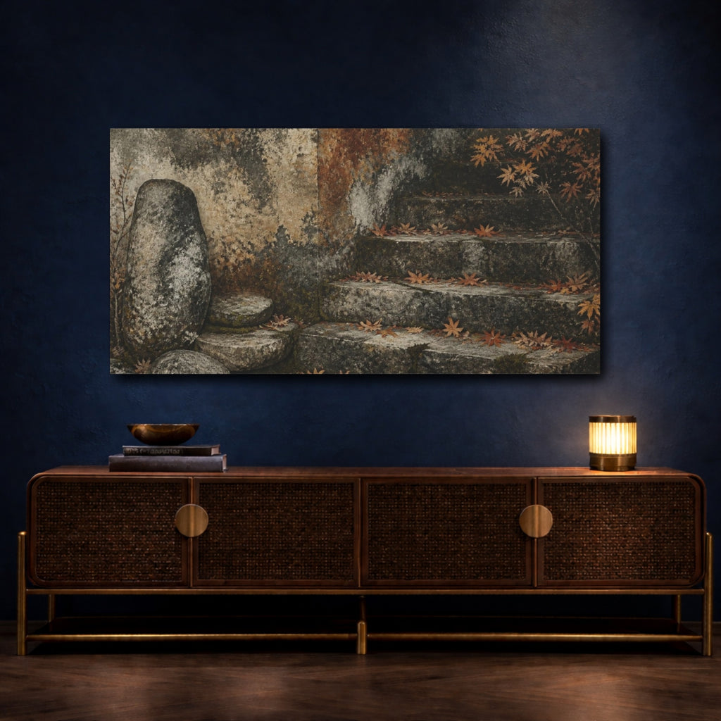Mockup 4. Wabi Sabi Stone Steps shown as canvas print