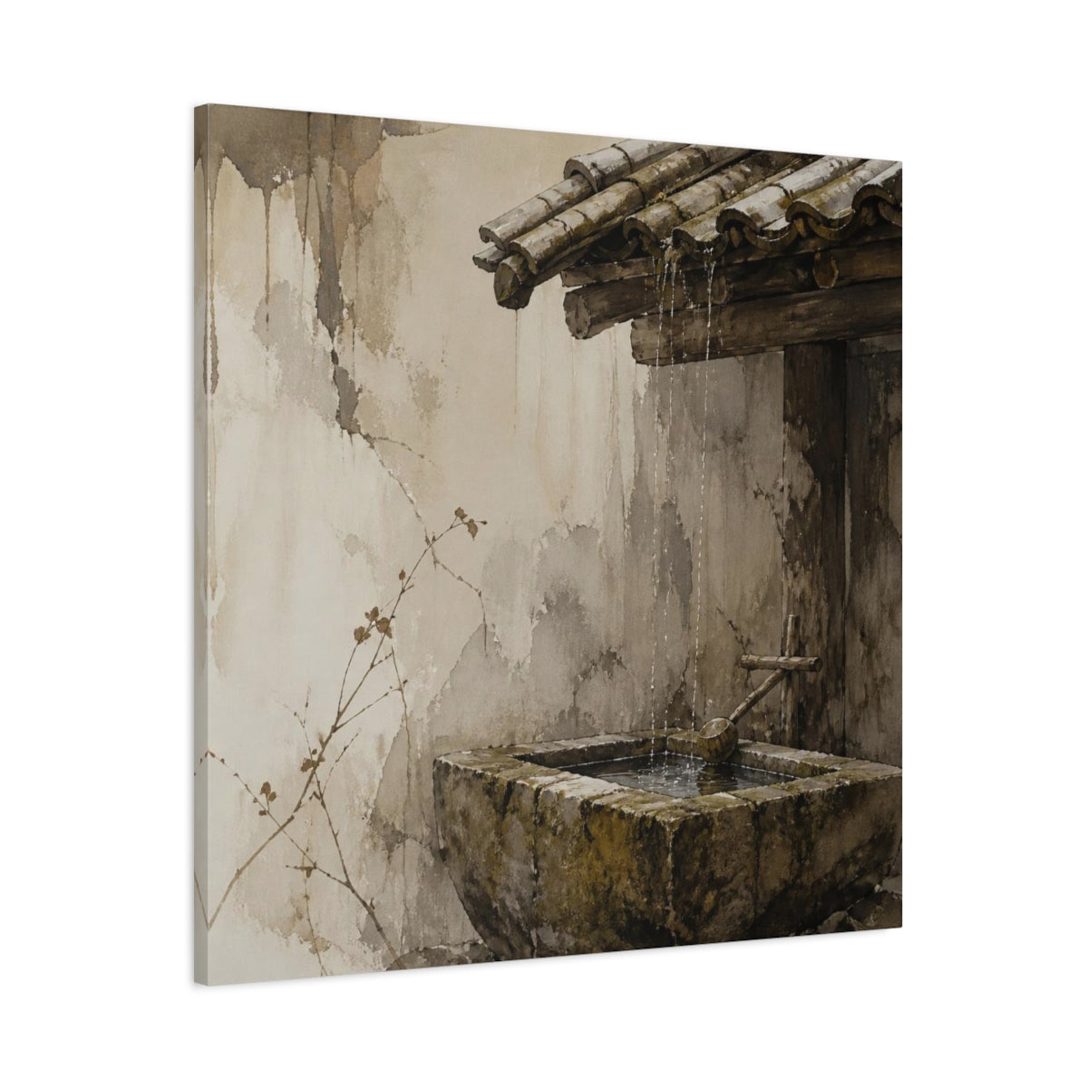 Main Mockup. Wabi Sabi Stone Trough shown as canvas print
