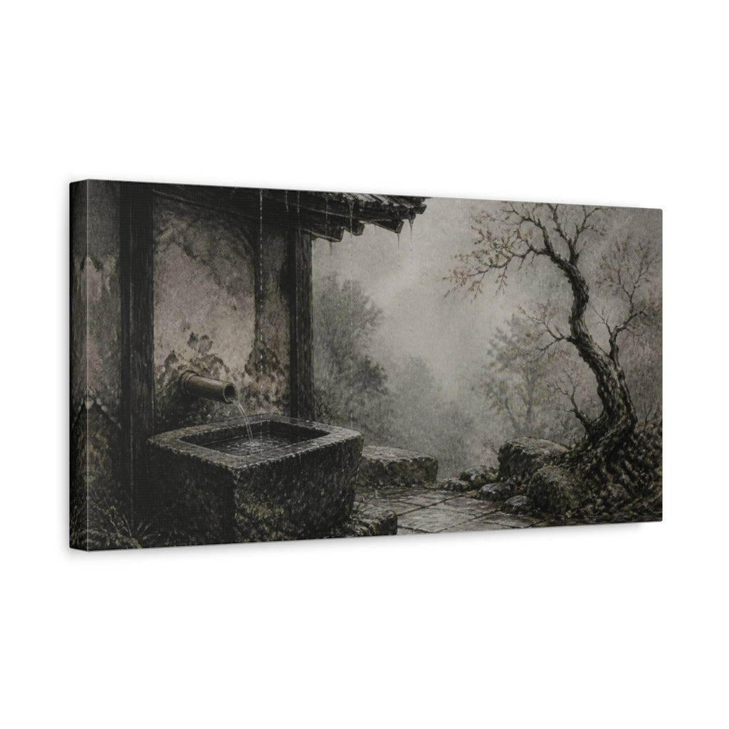 Side Mockup 3. Wabi Sabi Stone Trough shown as canvas print