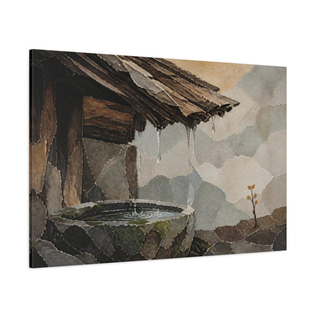 Side Mockup 1. Wabi-Sabi Stone Trough shown as canvas print