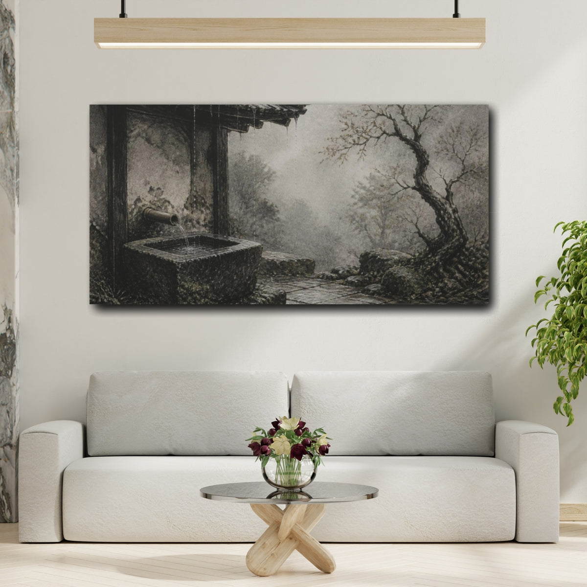Mockup 2. Wabi Sabi Stone Trough shown as canvas print
