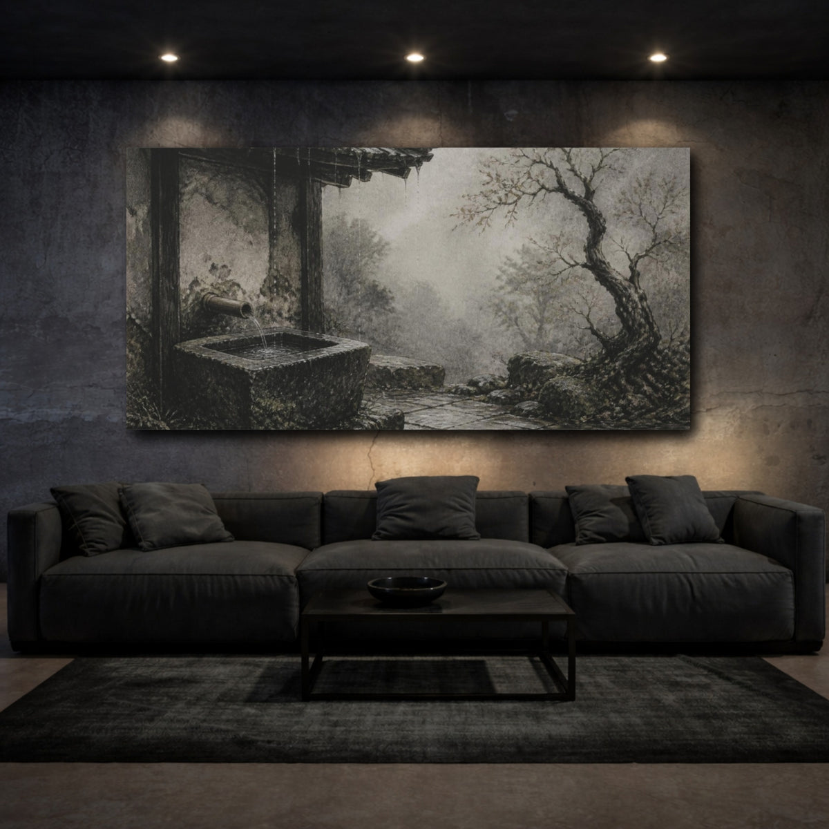 Mockup 3. Wabi Sabi Stone Trough shown as canvas print