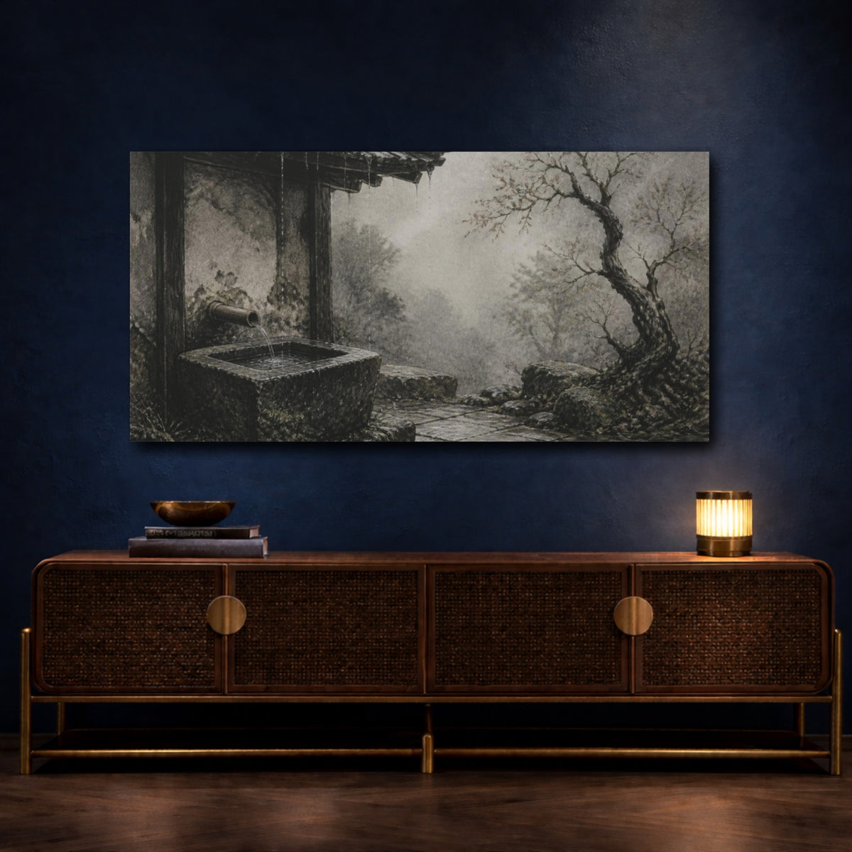 Mockup 4. Wabi Sabi Stone Trough shown as canvas print