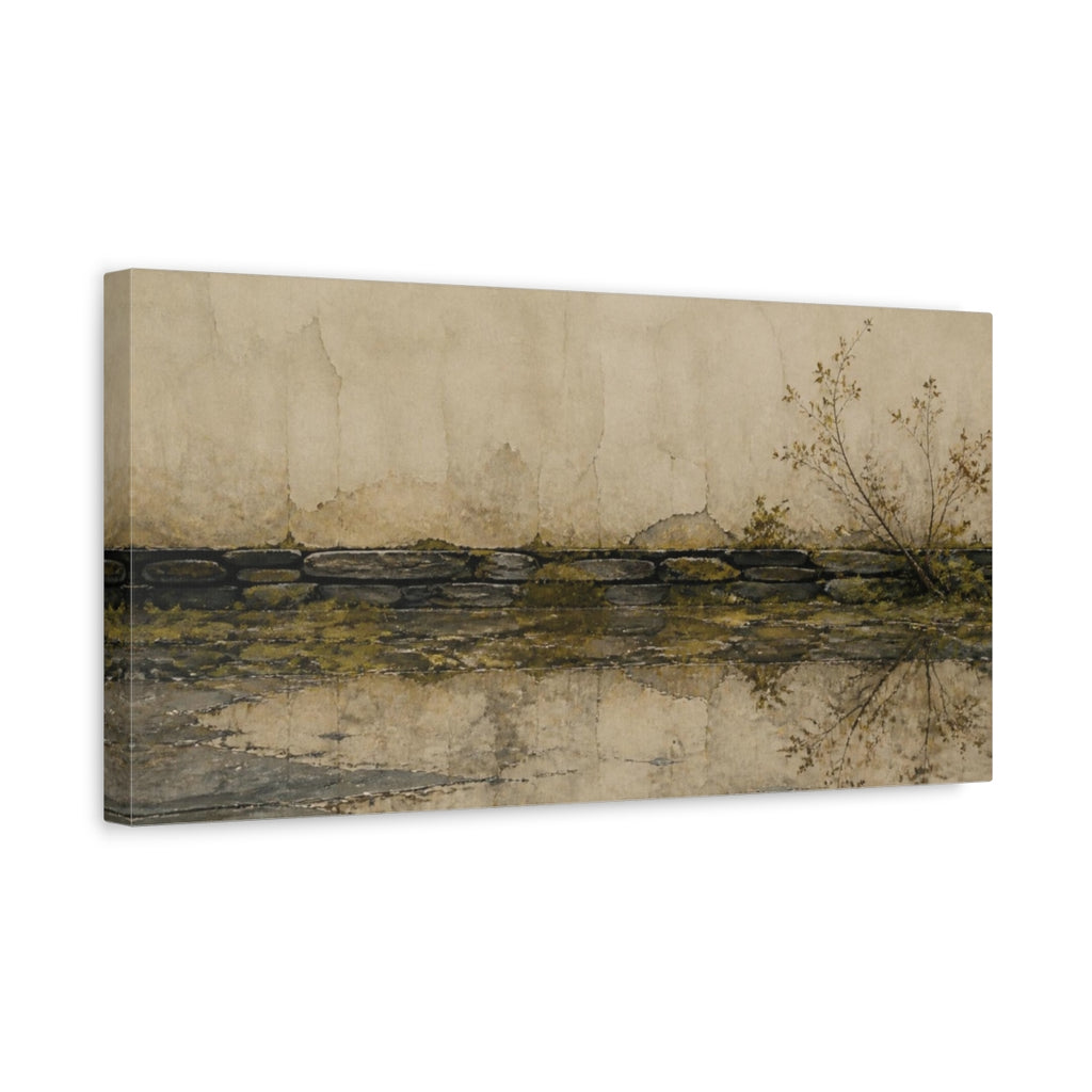 Side Mockup 3. Wabi Sabi Stone Wall shown as canvas print