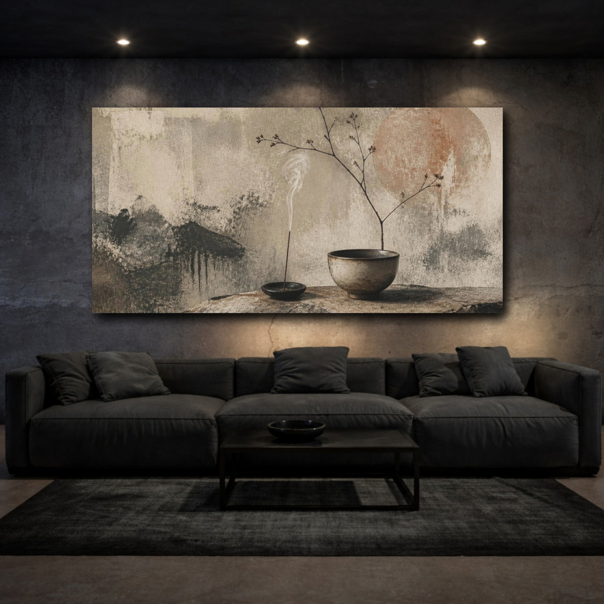 Mockup 3. Wabi Sabi Tea Bowl shown as canvas print