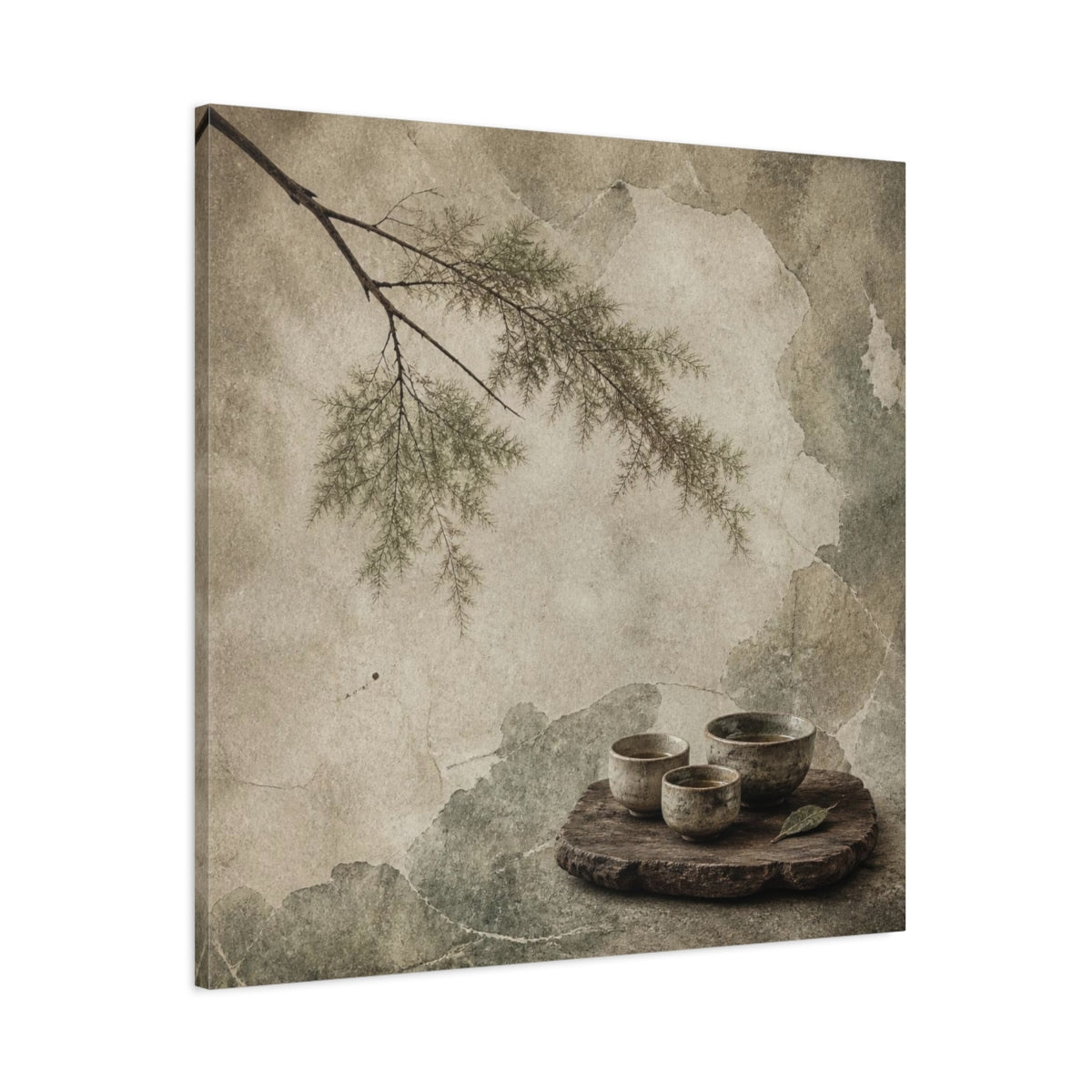 Main Mockup. Wabi Sabi Tea Cups shown as canvas print