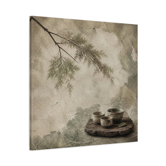 Main Mockup. Wabi Sabi Tea Cups shown as canvas print