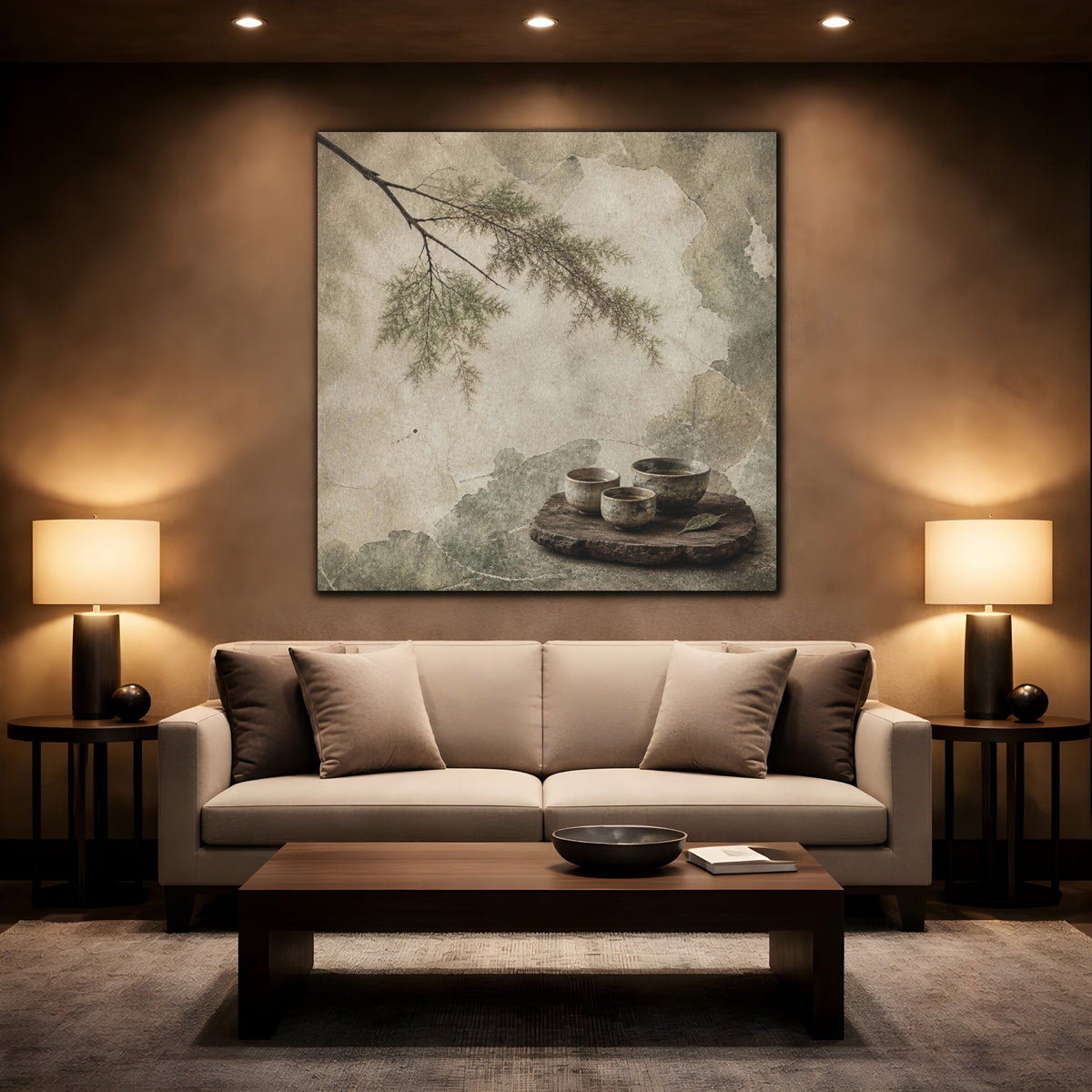 Mockup 2. Wabi Sabi Tea Cups shown as canvas print