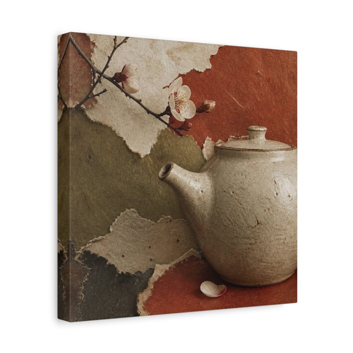 Side Mockup 8. Wabi Sabi Teapot shown as canvas print