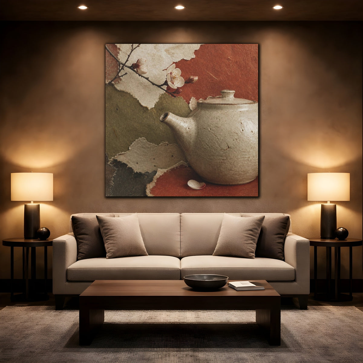 Mockup 2. Wabi Sabi Teapot shown as canvas print