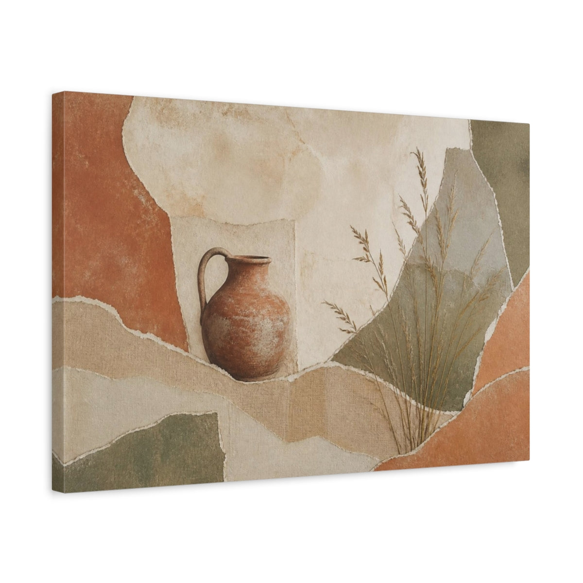 Side Mockup 3. Wabi Sabi Terracotta Pitcher shown as canvas print