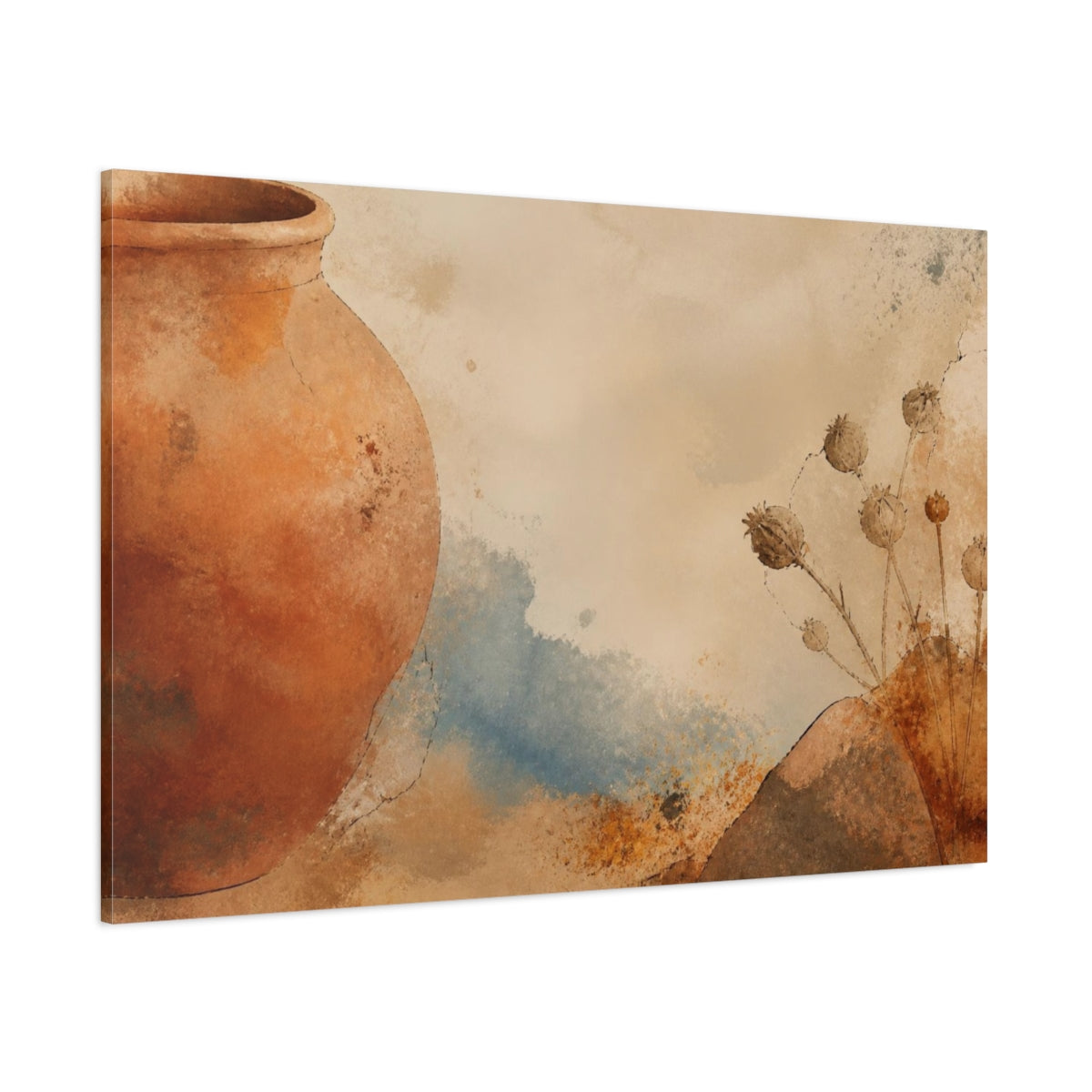 Side Mockup 1. Wabi Sabi Terracotta Pot shown as canvas print
