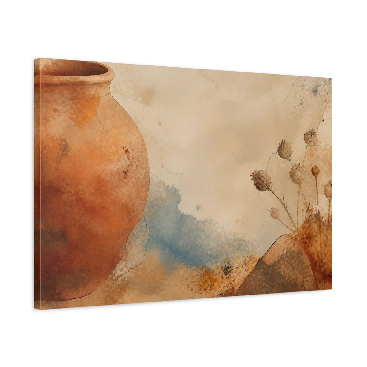Side Mockup 2. Wabi Sabi Terracotta Pot shown as canvas print
