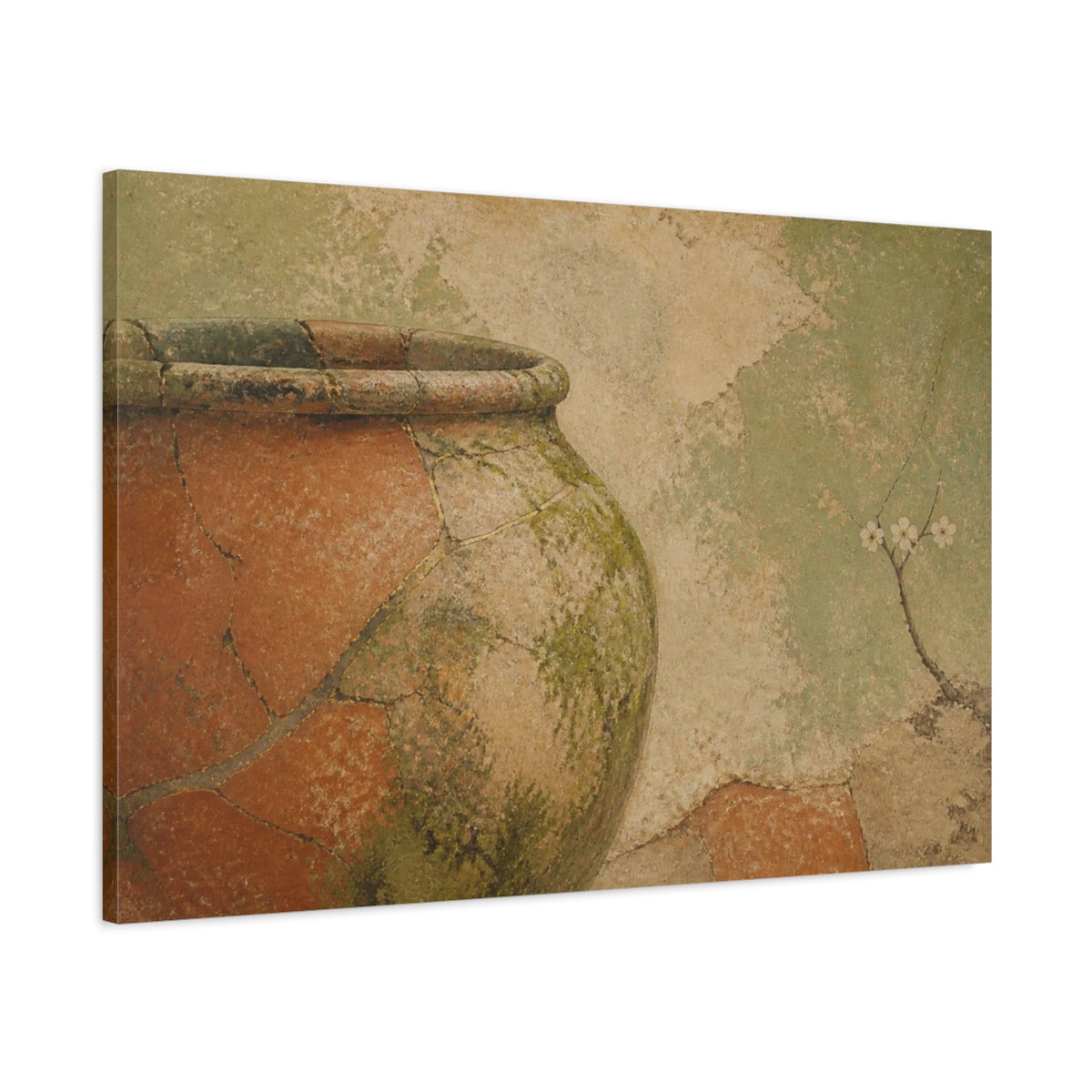 Main Mockup. Wabi Sabi Terracotta Urn shown as canvas print