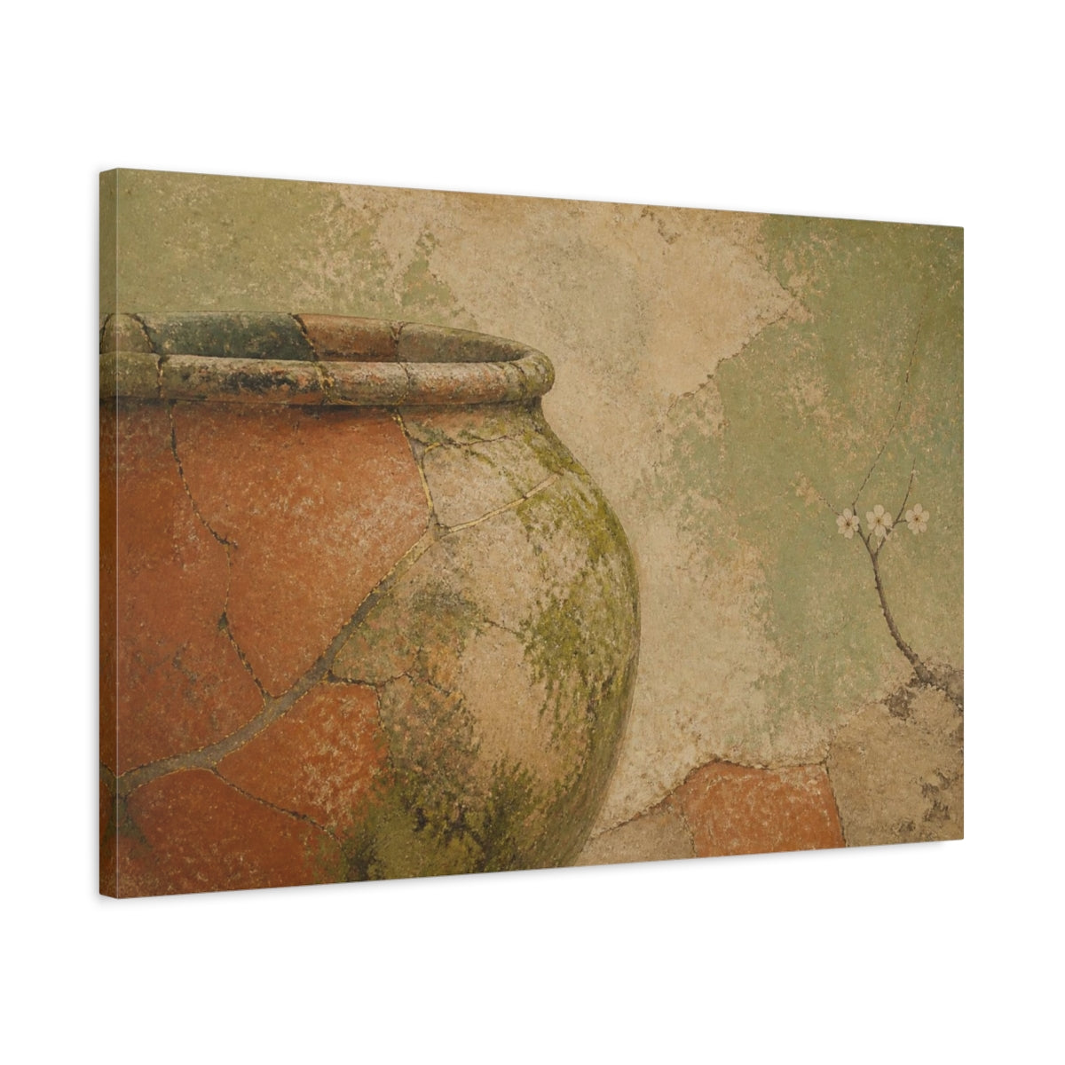 Side Mockup 2. Wabi Sabi Terracotta Urn shown as canvas print