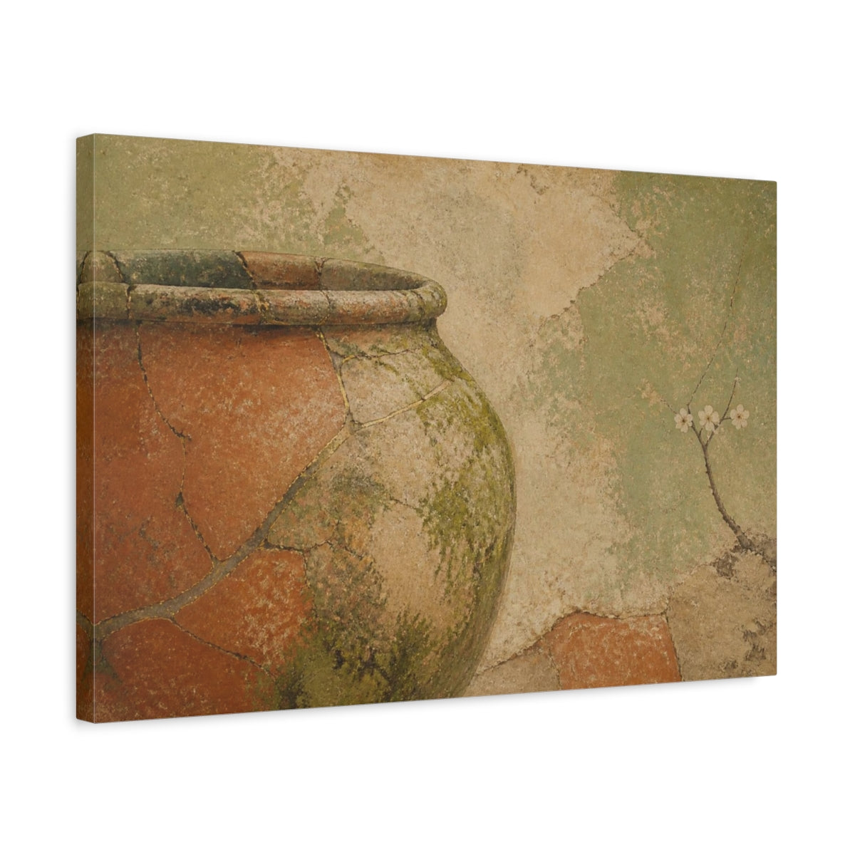 Side Mockup 3. Wabi Sabi Terracotta Urn shown as canvas print