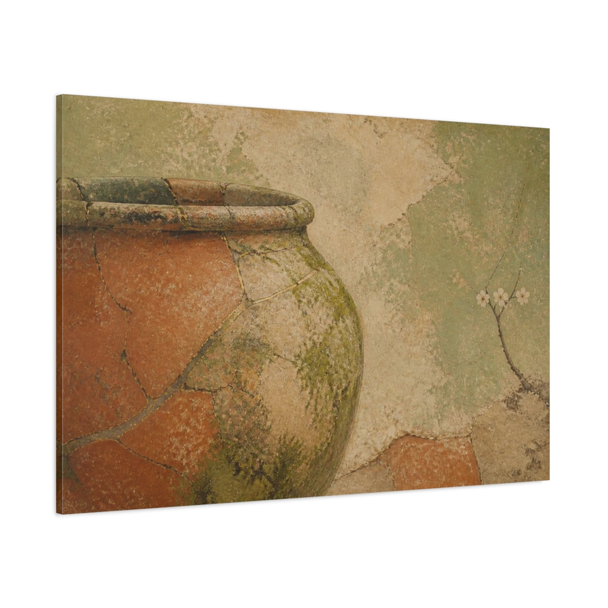 Side Mockup 1. Wabi Sabi Terracotta Urn shown as canvas print