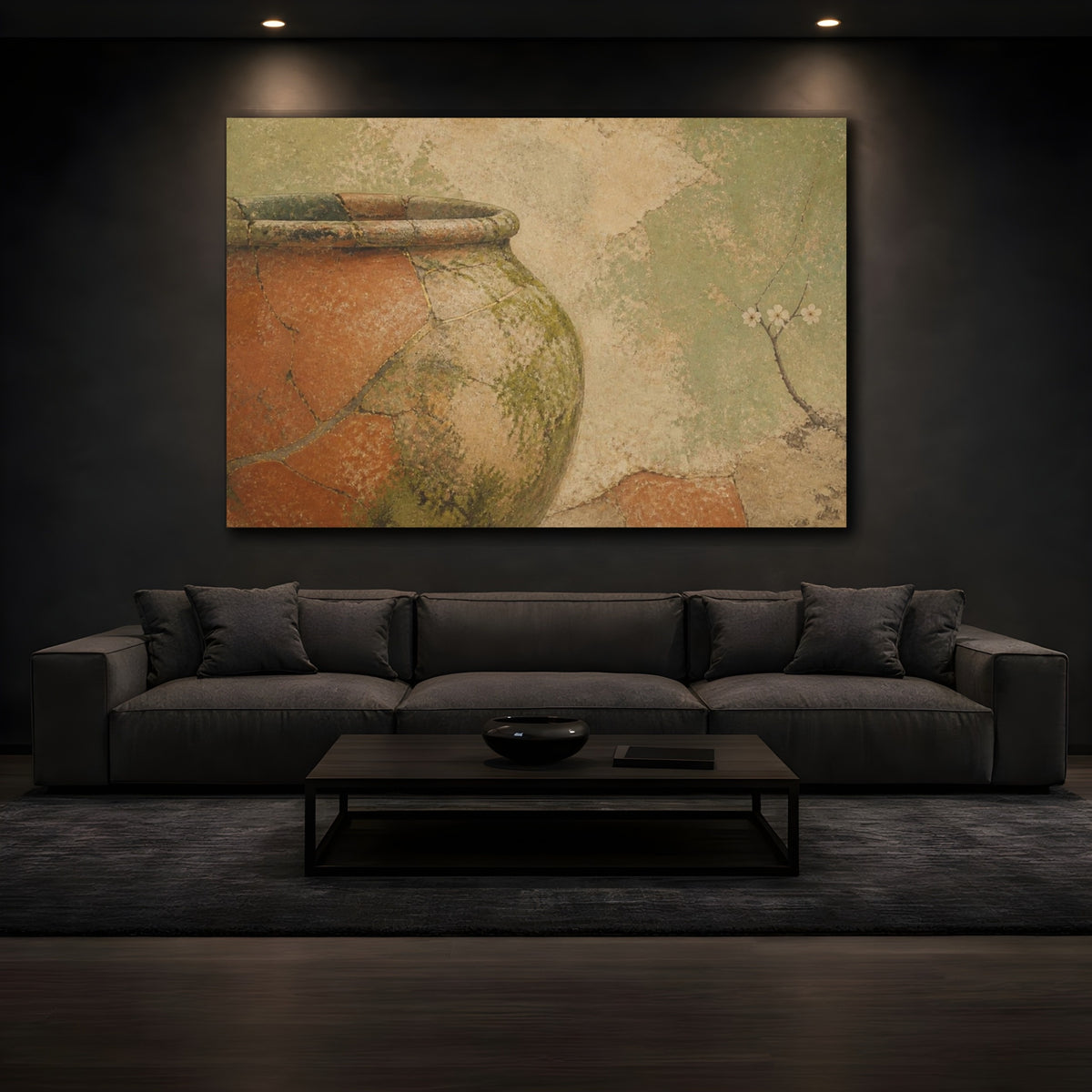 Mockup 3. Wabi Sabi Terracotta Urn shown as canvas print