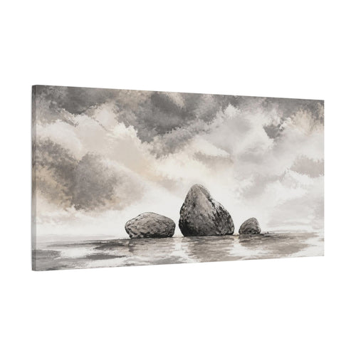 Main Mockup. Wabi Sabi Three Stones shown as canvas print