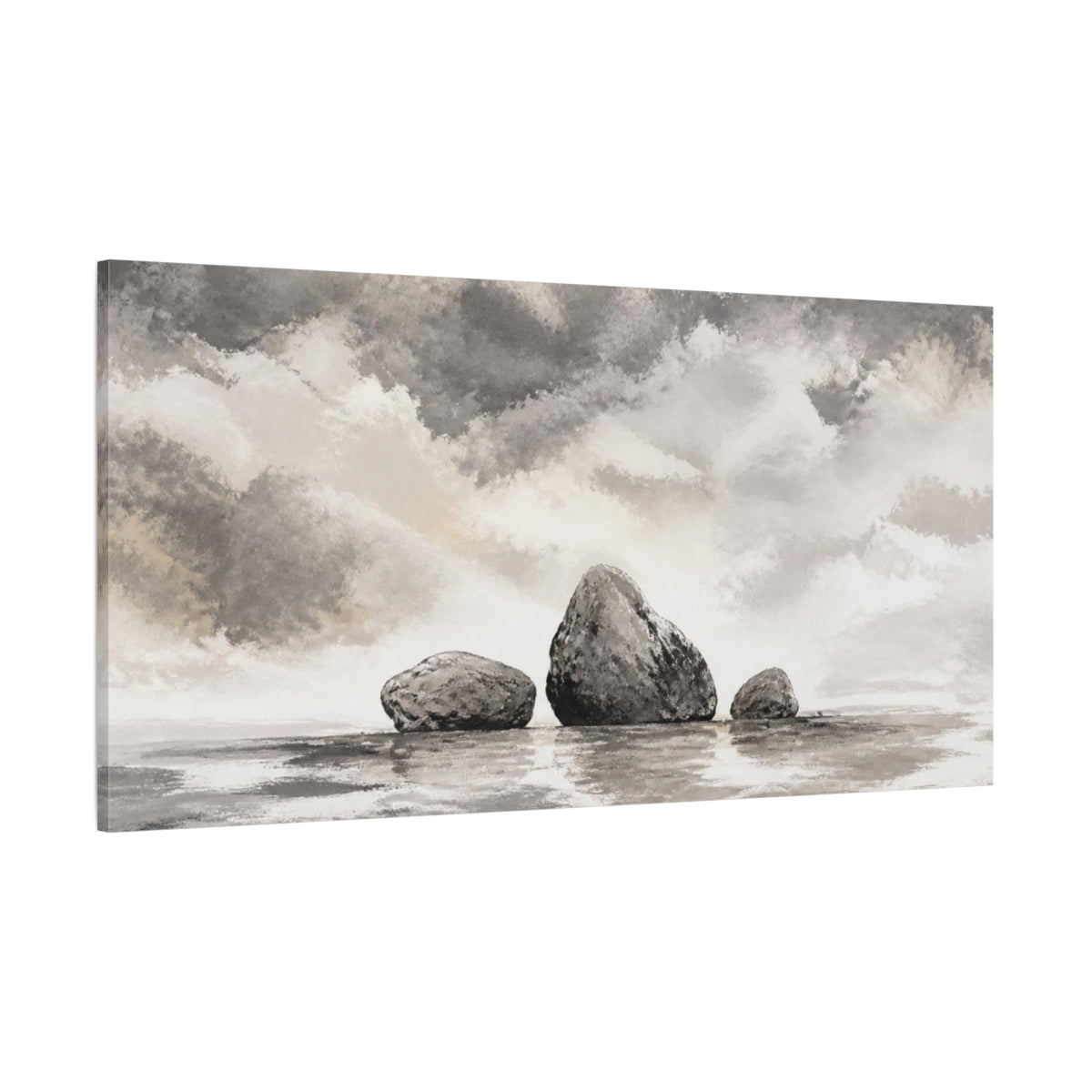 Side Mockup 2. Wabi Sabi Three Stones shown as canvas print