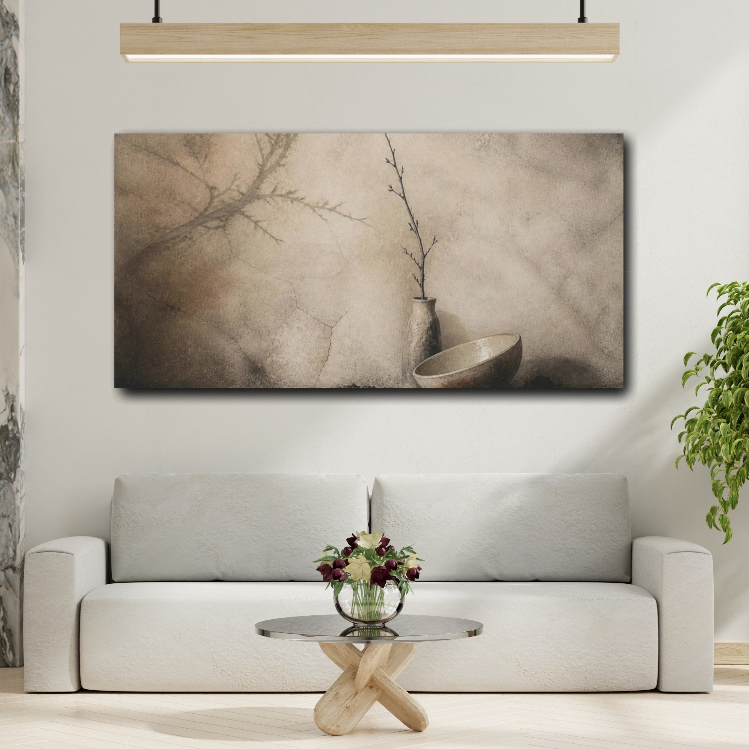 Mockup 2. Wabi Sabi Vase And Bowl shown as canvas print