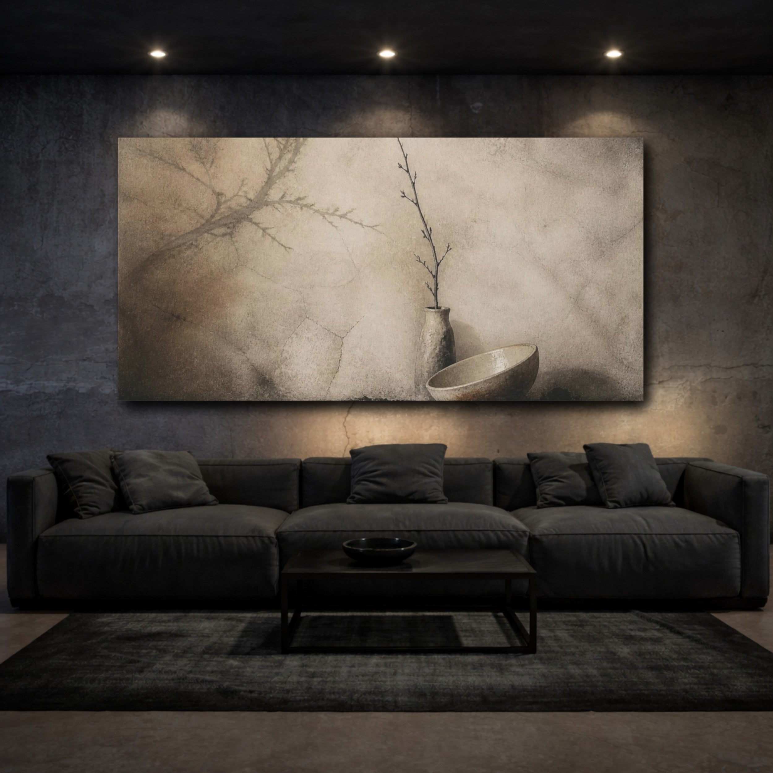 Mockup 3. Wabi Sabi Vase And Bowl shown as canvas print