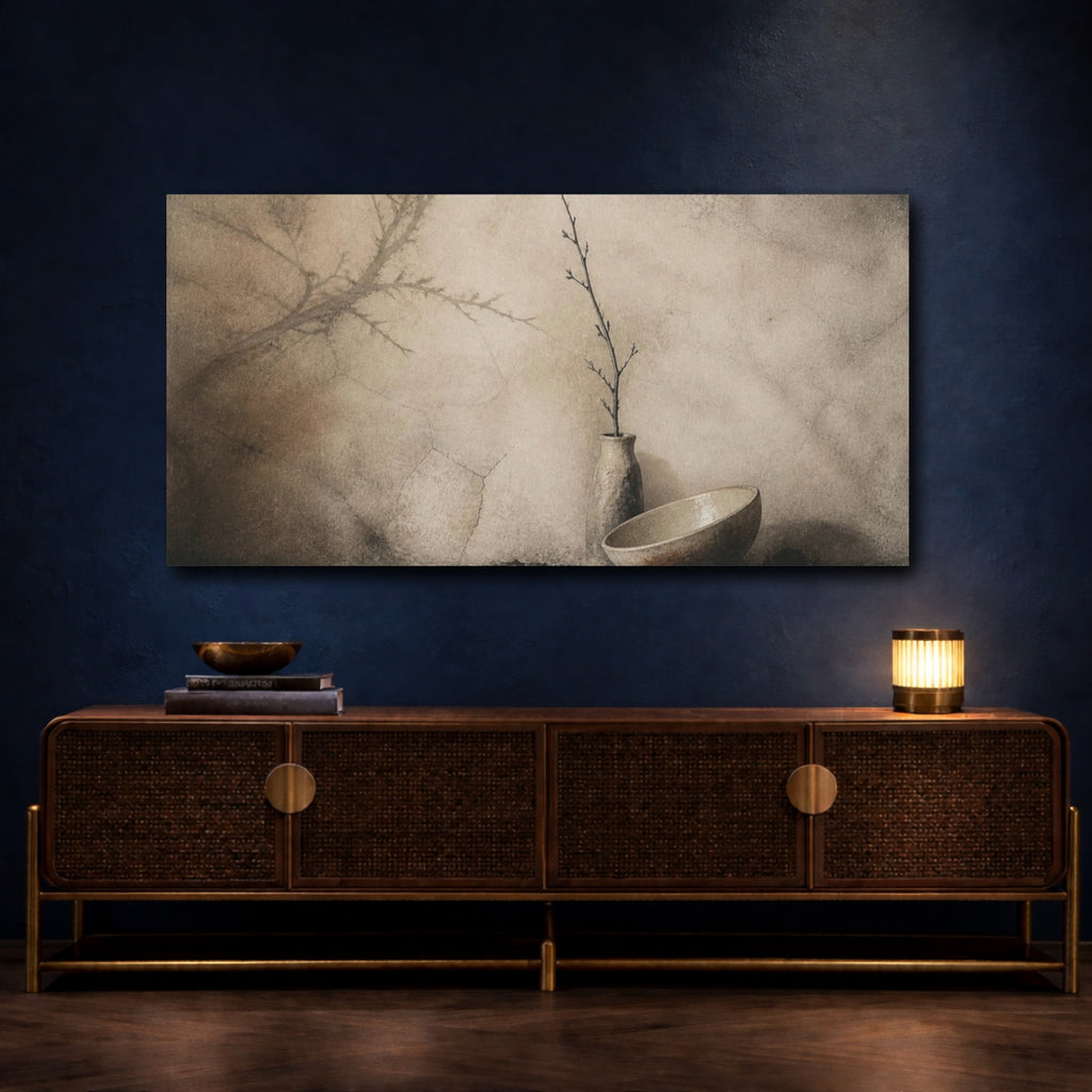 Mockup 4. Wabi Sabi Vase And Bowl shown as canvas print