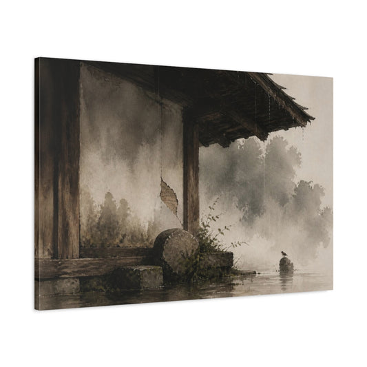 Main Mockup. Wabi Sabi Waterside Eave shown as canvas print