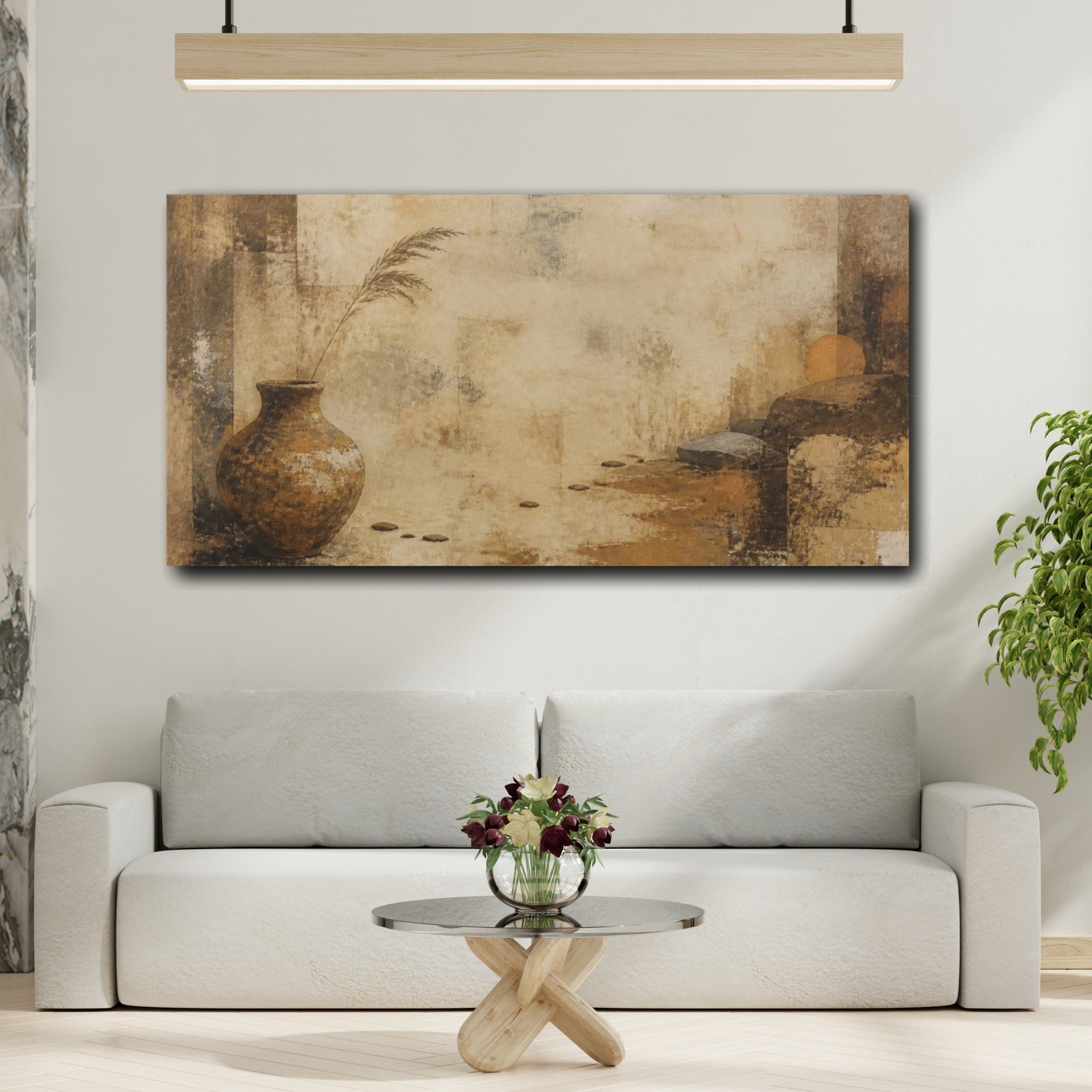 Mockup 2. Wabi Sabi Weathered Vase shown as canvas print