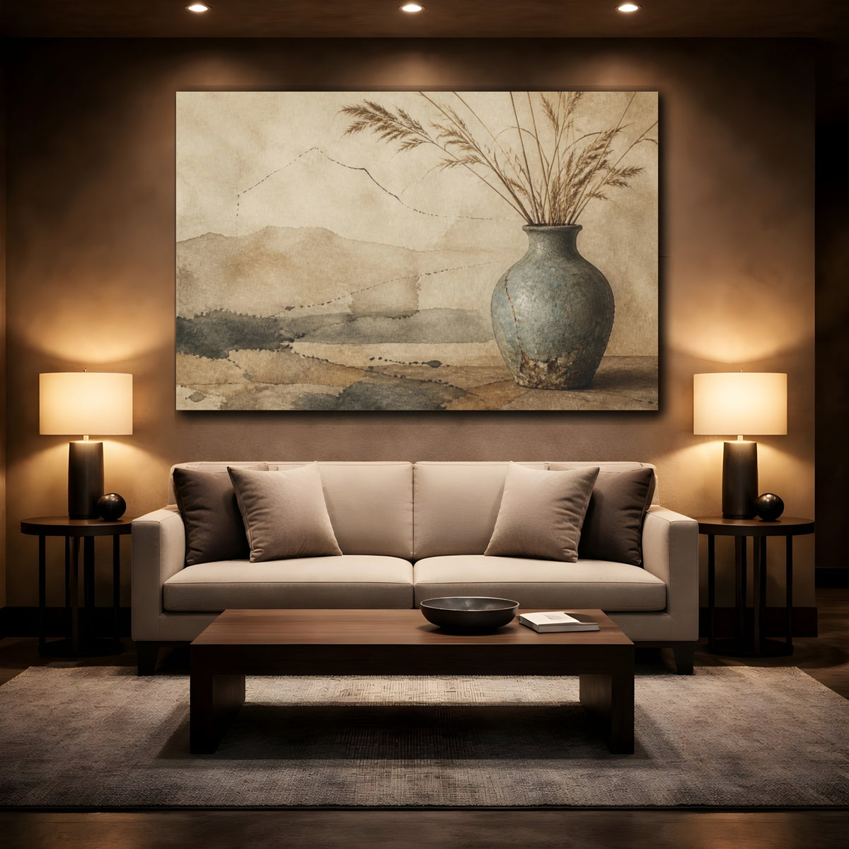 Mockup 2. Wabi Sabi Weathered Vase shown as canvas print