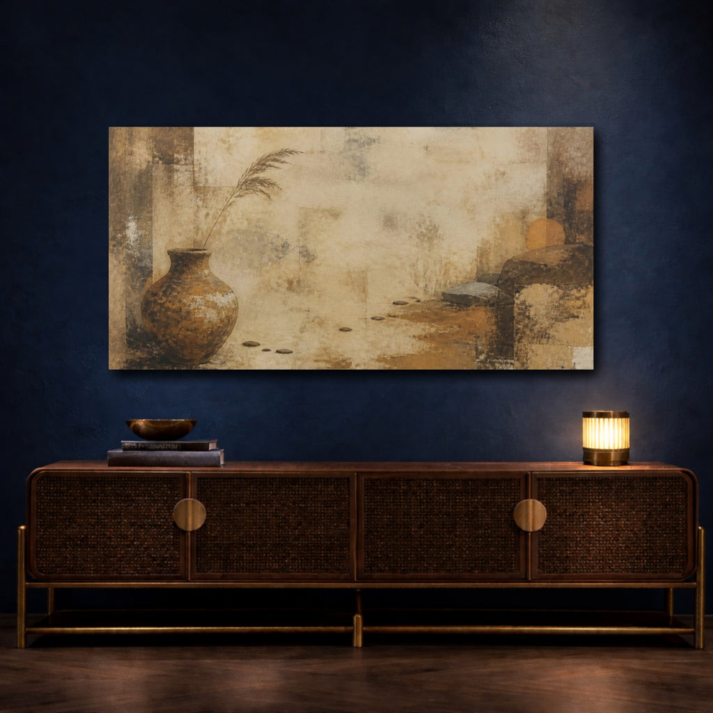 Mockup 4. Wabi Sabi Weathered Vase shown as canvas print