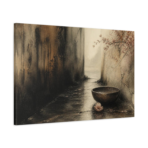 Main Mockup. Wabi Sabi Wooden Bowl shown as canvas print