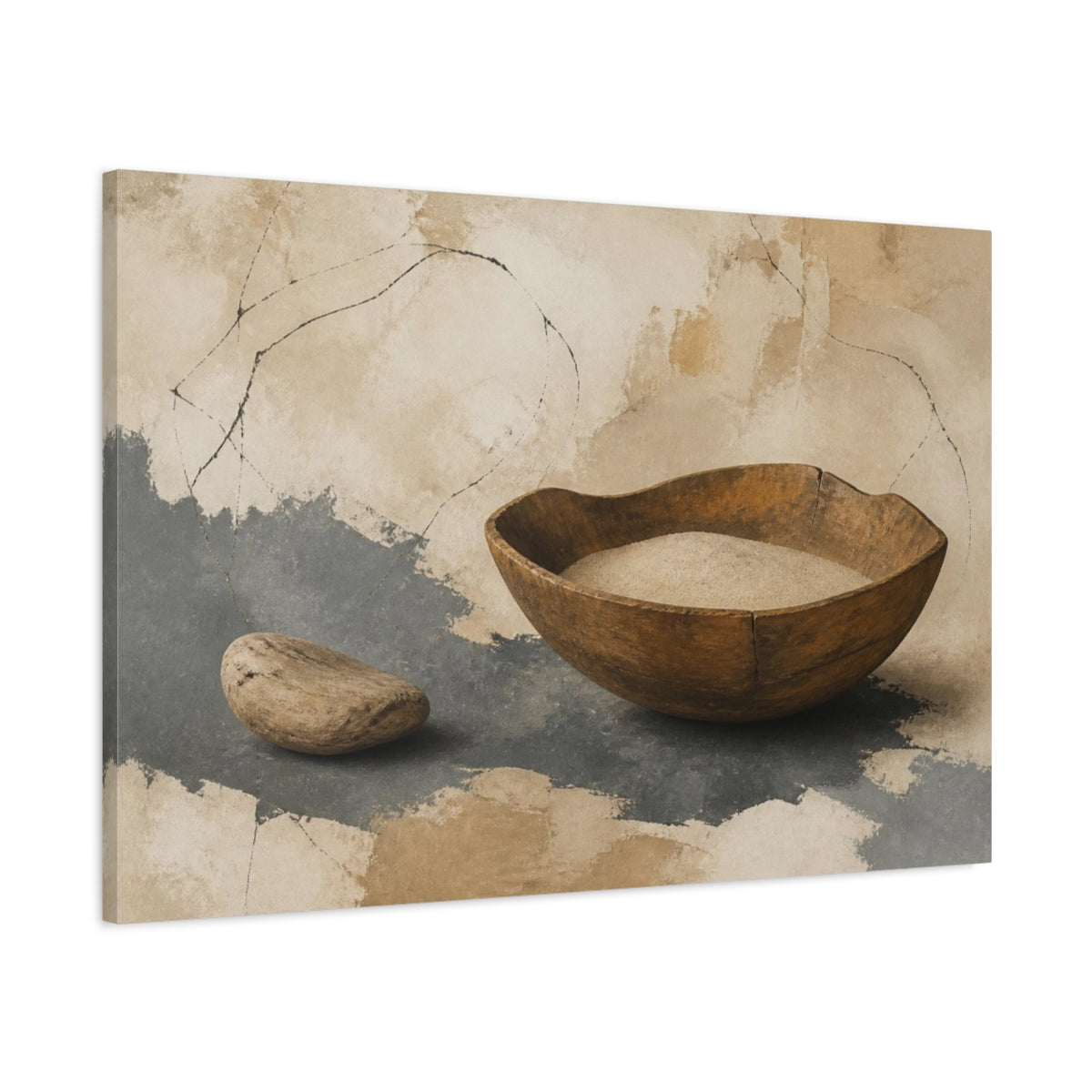 Main Mockup. Wabi Sabi Wooden Bowl shown as canvas print