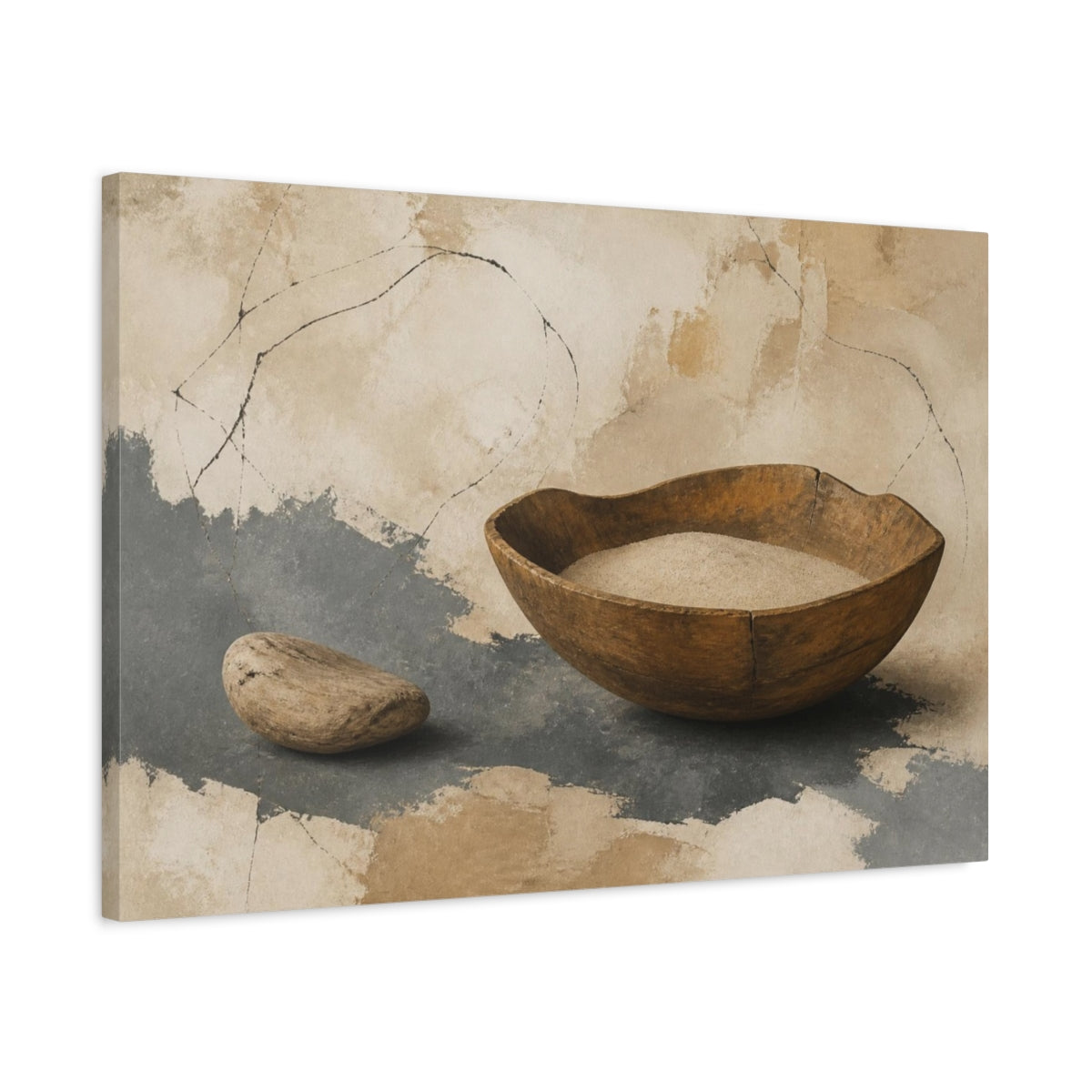 Side Mockup 2. Wabi Sabi Wooden Bowl shown as canvas print