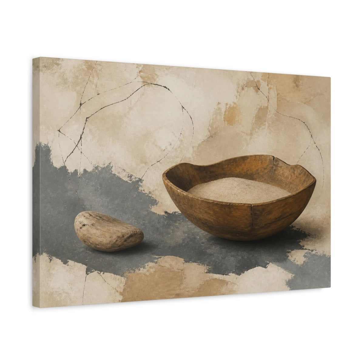 Side Mockup 3. Wabi Sabi Wooden Bowl shown as canvas print