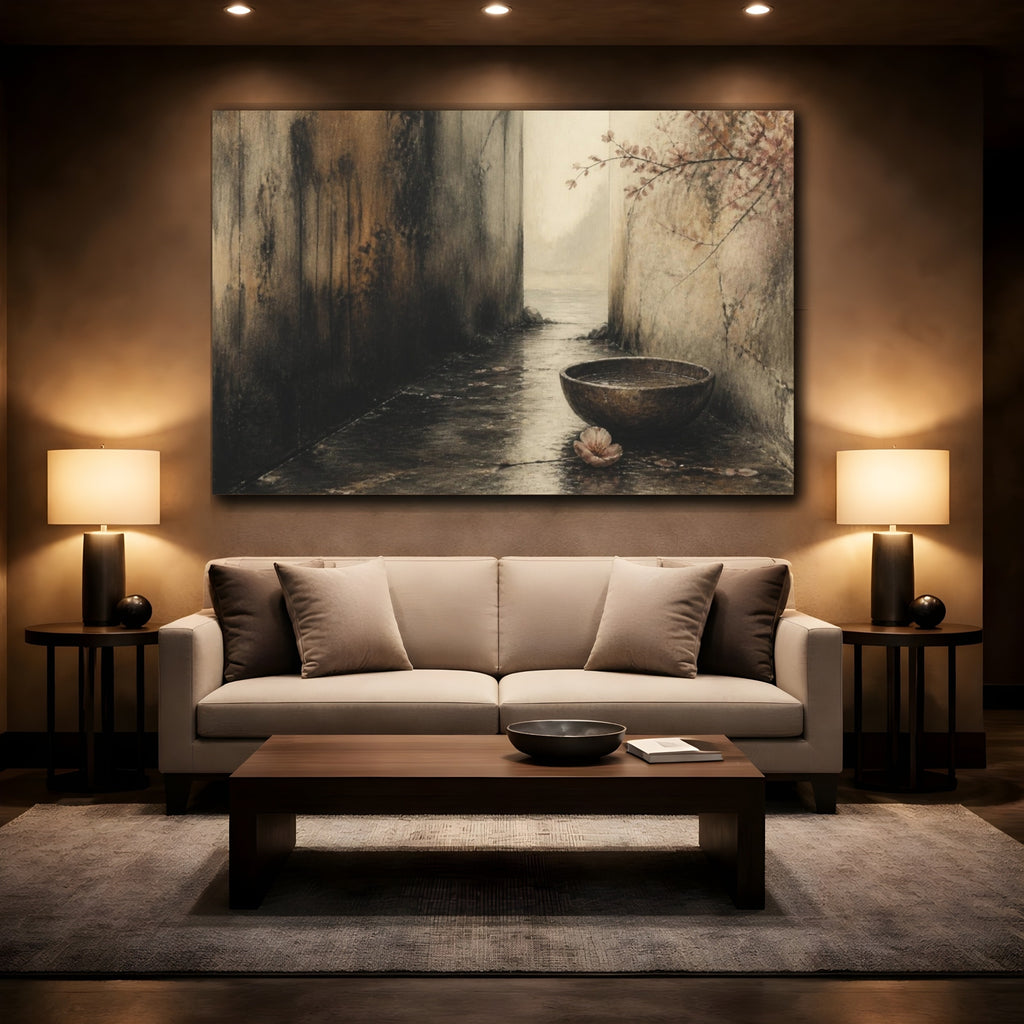 Mockup 2. Wabi Sabi Wooden Bowl shown as canvas print