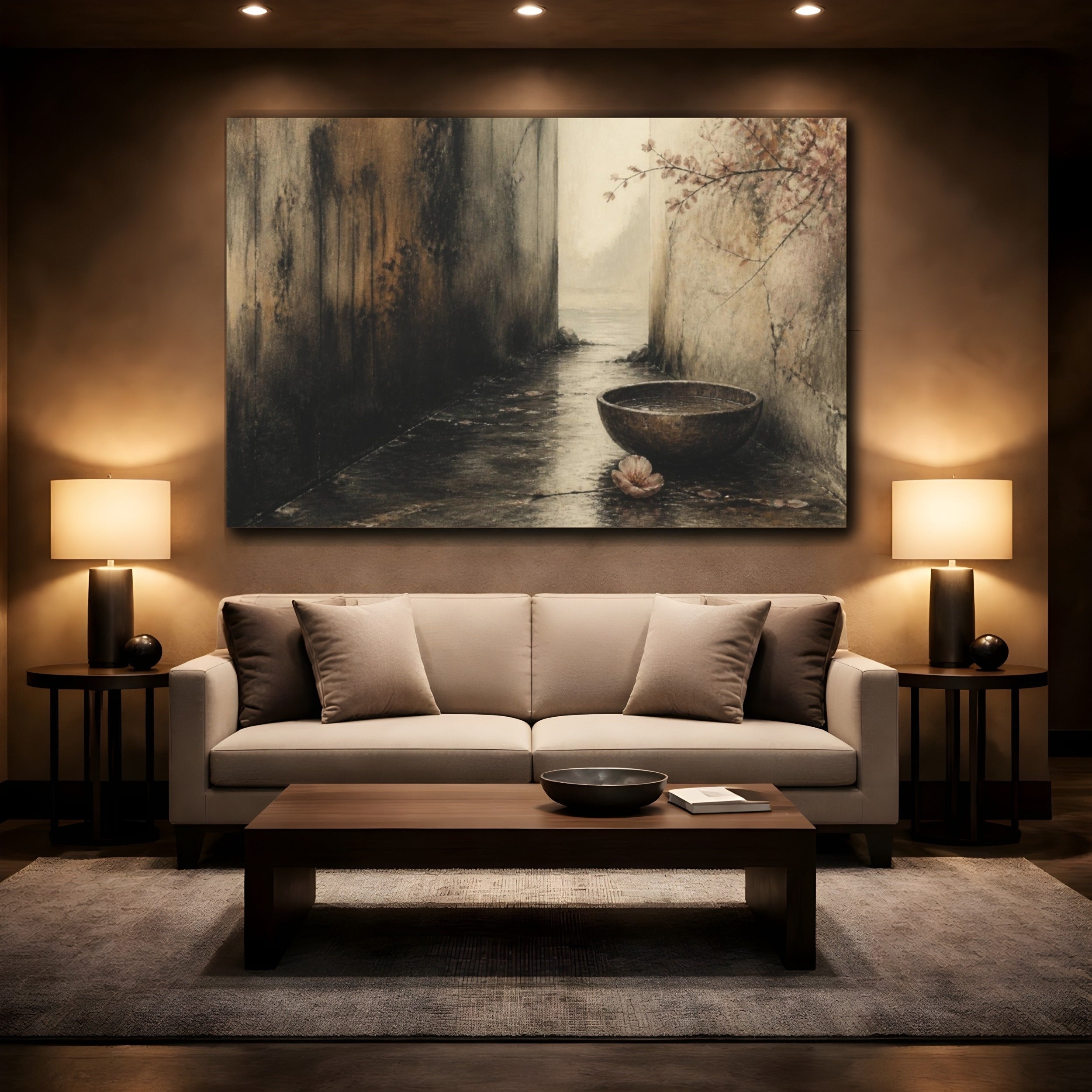 Mockup 2. Wabi Sabi Wooden Bowl shown as canvas print