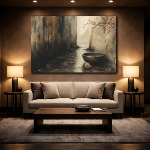Mockup 2. Wabi Sabi Wooden Bowl shown as canvas print