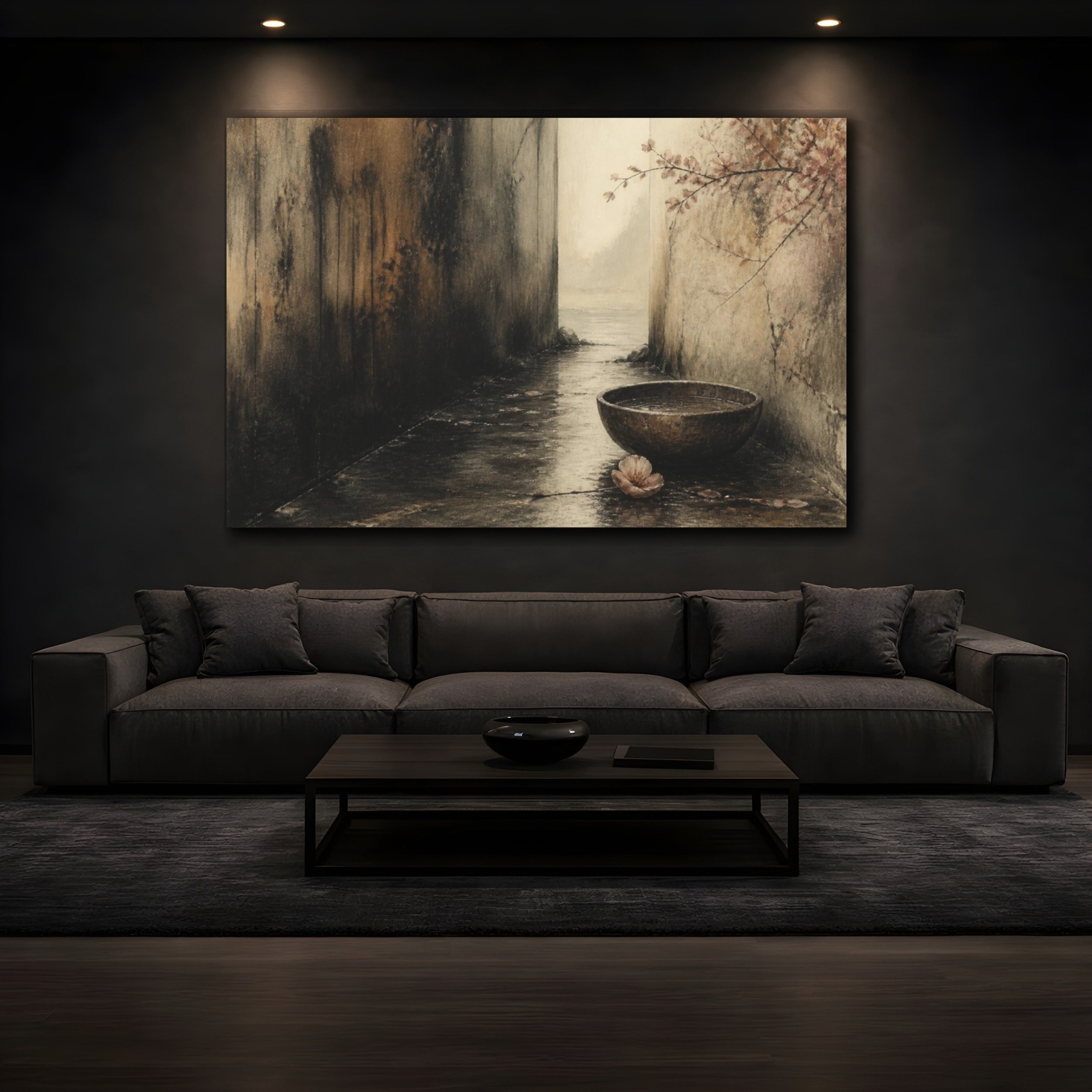 Mockup 3. Wabi Sabi Wooden Bowl shown as canvas print