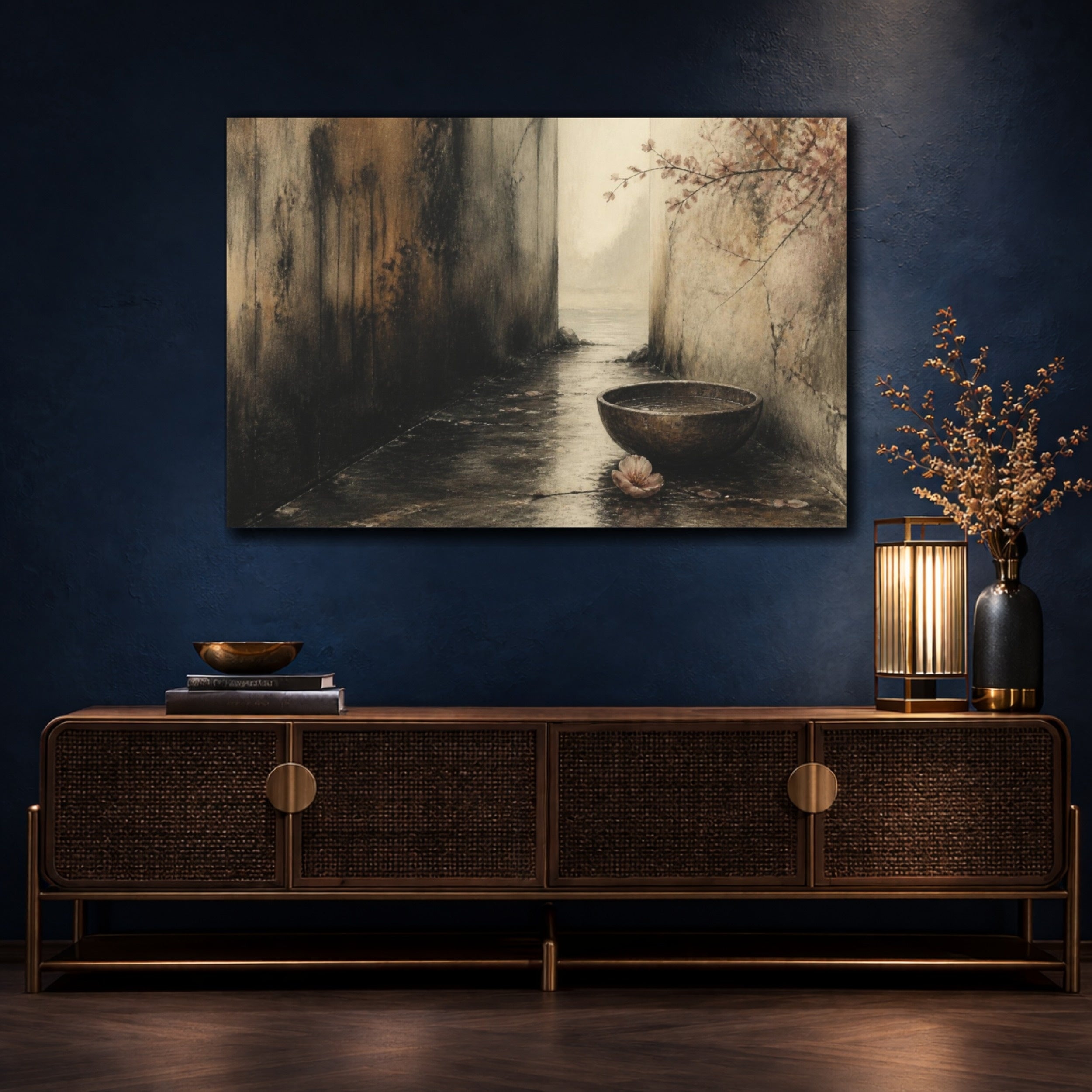 Mockup 4. Wabi Sabi Wooden Bowl shown as canvas print