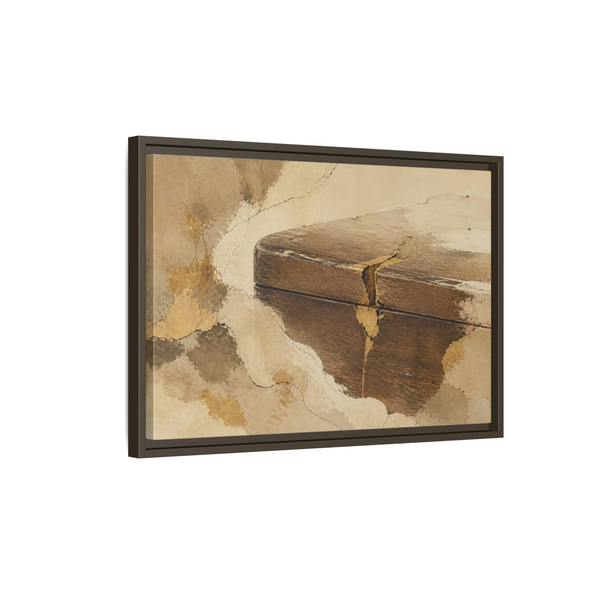 Side Mockup 2. Wabi Sabi Wooden Box shown as framed canvas print
