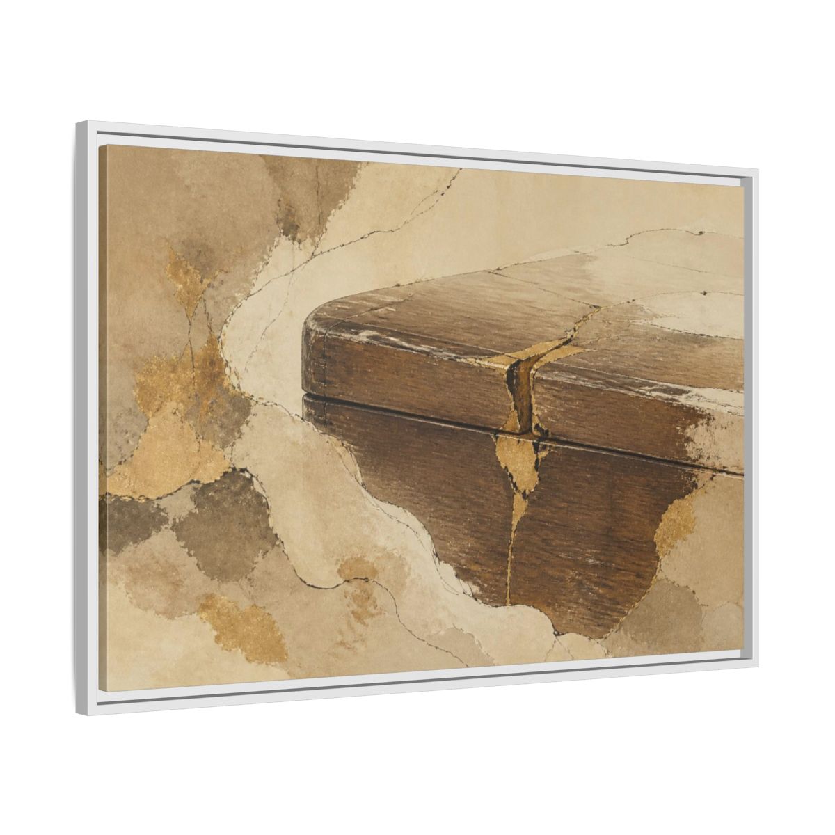 Side Mockup 9. Wabi Sabi Wooden Box shown as framed canvas print