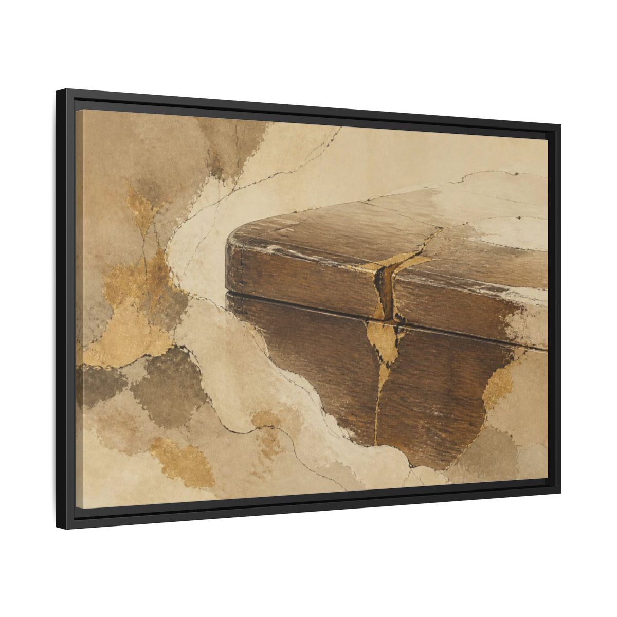 Side Mockup 14. Wabi Sabi Wooden Box shown as framed canvas print