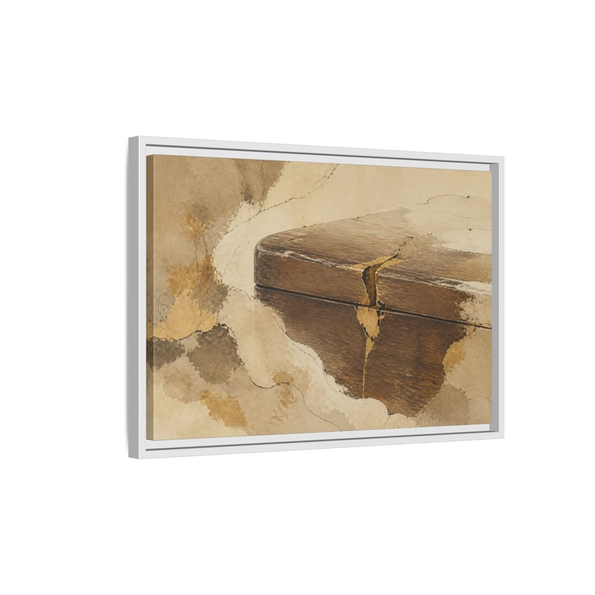 Side Mockup 1. Wabi Sabi Wooden Box shown as framed canvas print