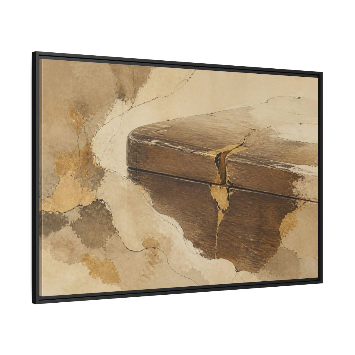 Side Mockup 12. Wabi Sabi Wooden Box shown as framed canvas print