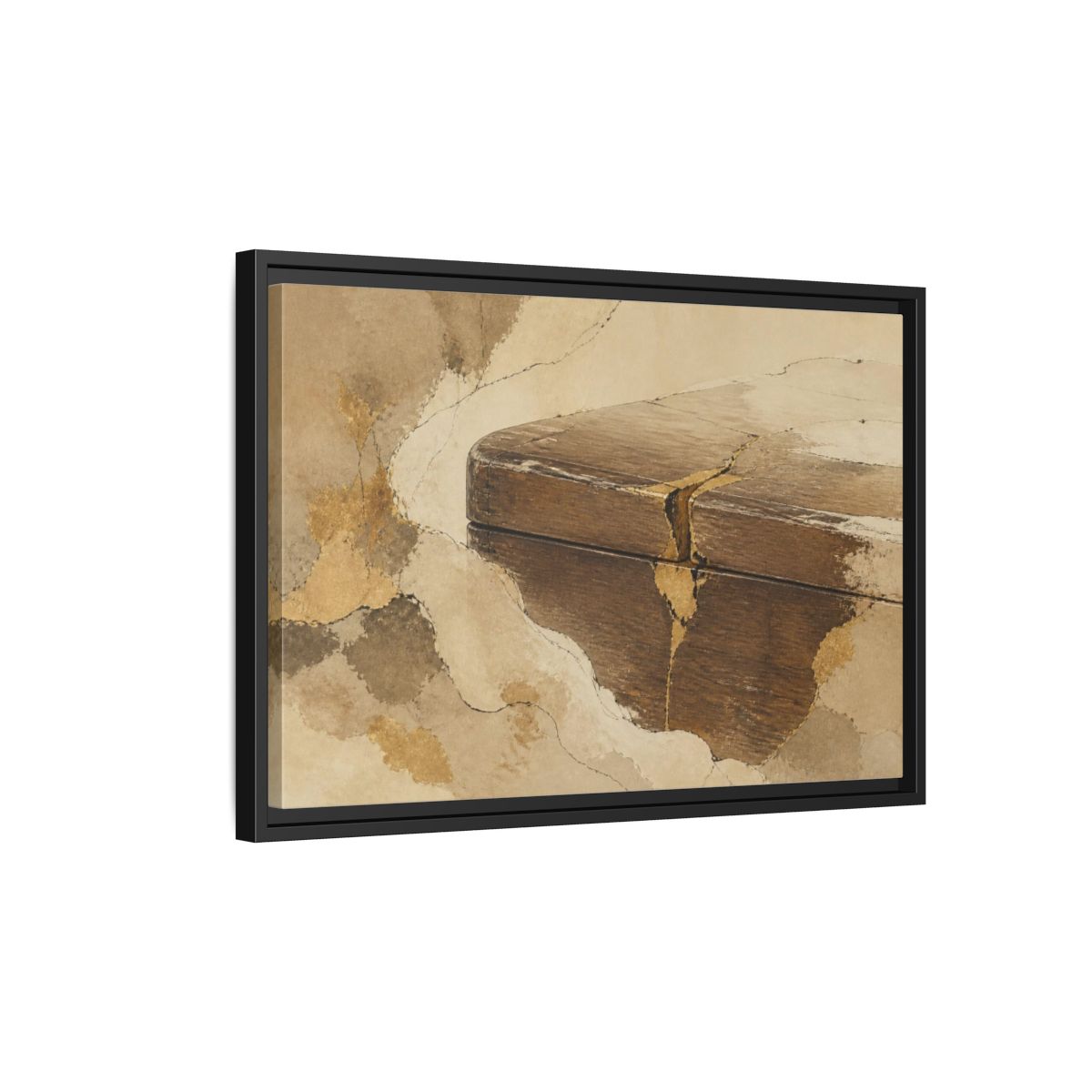 Side Mockup 3. Wabi Sabi Wooden Box shown as framed canvas print
